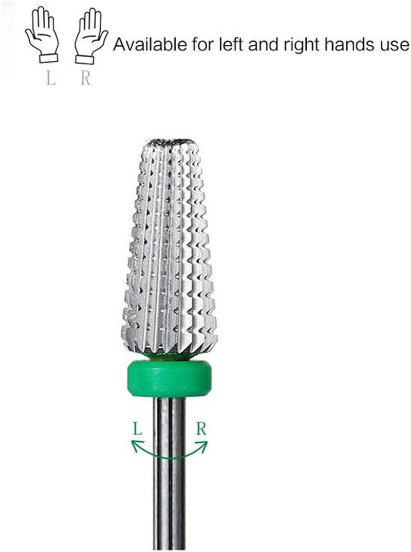 Carbide Nail Drill Bit 5 in 1 Rotary Bit for Professional Electric Nail File for Left and Right Handed Acrylic or Hard Gel Remover