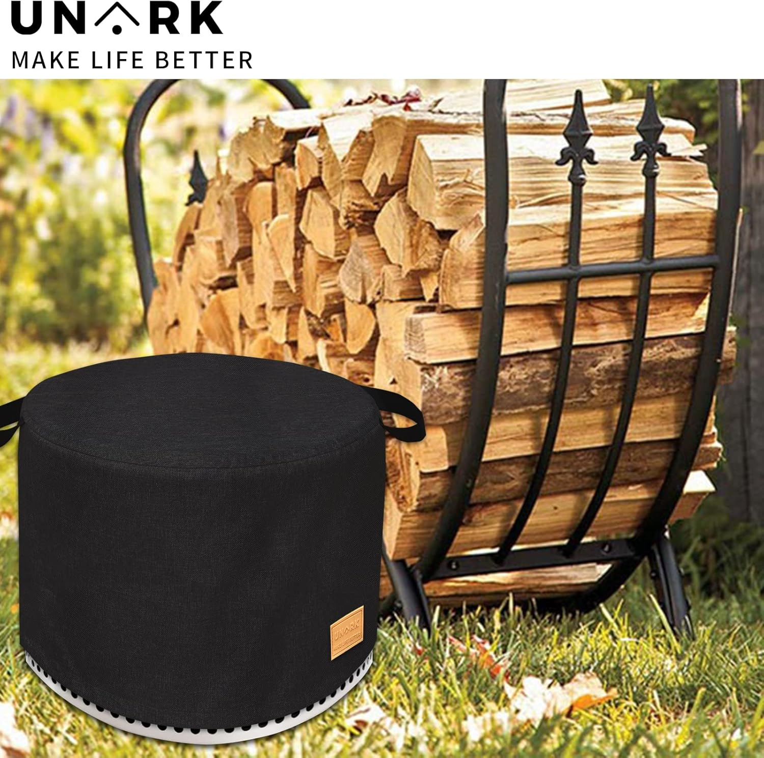 Round Fire Pit Cover for Yukon 27 Inch Yukon Fire Pit Cover, Heavy Waterproof Protective Yukon Fire Pit Accessories (Black) image number 3