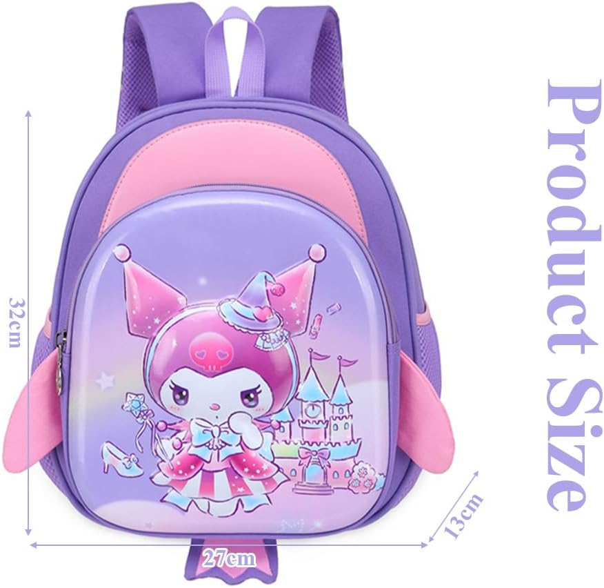 Kindergarten School Bag, Cute Cartoon Backpack, Load-Reducing Backpack, with Reflective Strips, Large Capacity, Multiple Pockets, Waterproof, Suitable for 3-6 Years Old (Purple) image number 6