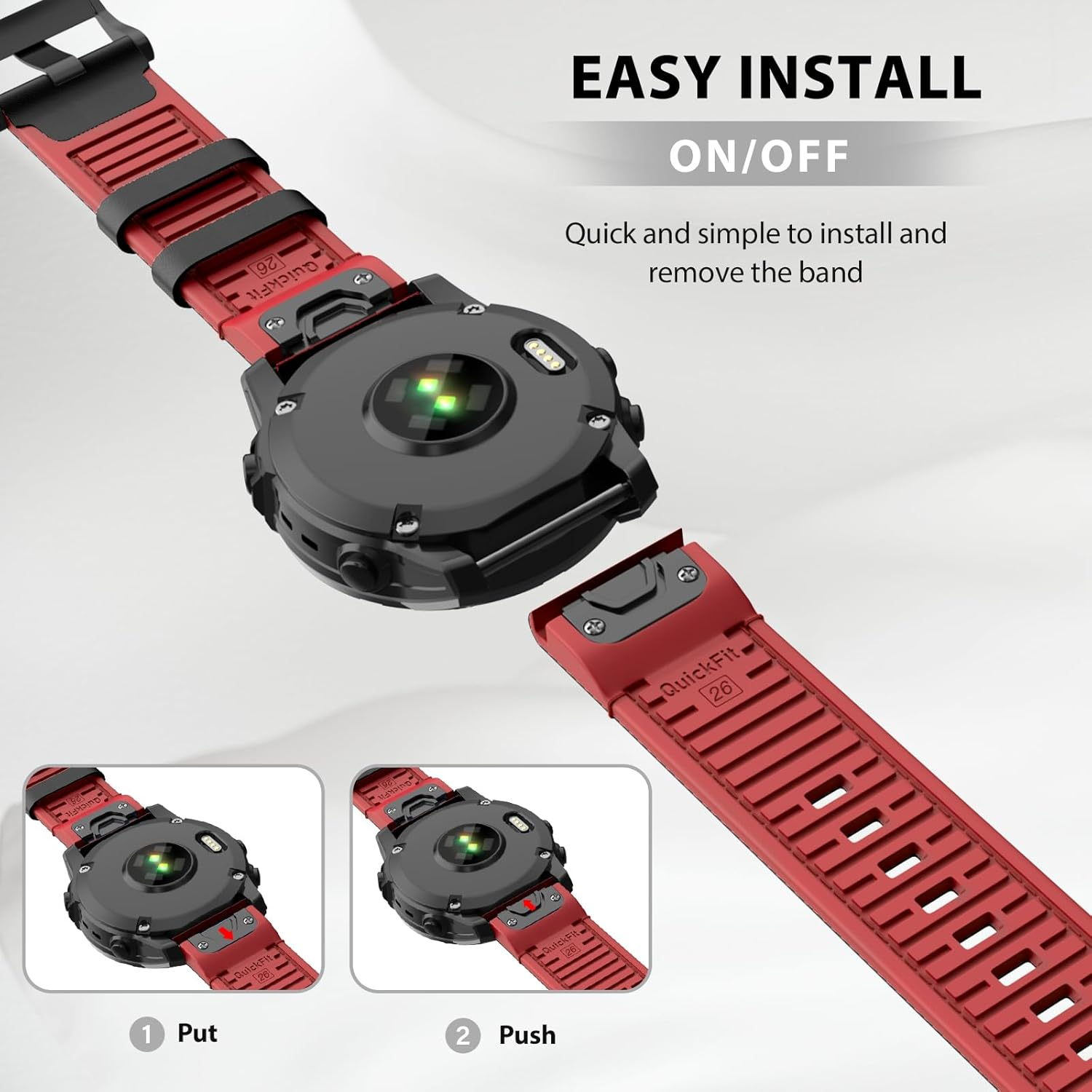 OVERSTEP Leather Bracelet Compatible with Fenix 7X, Soft and Breathable, Compatible with Fenix 7X/Fenix 7 Pro/Fenix 6X/Fenix 5X/Fenix 3 - Black Green image number 7