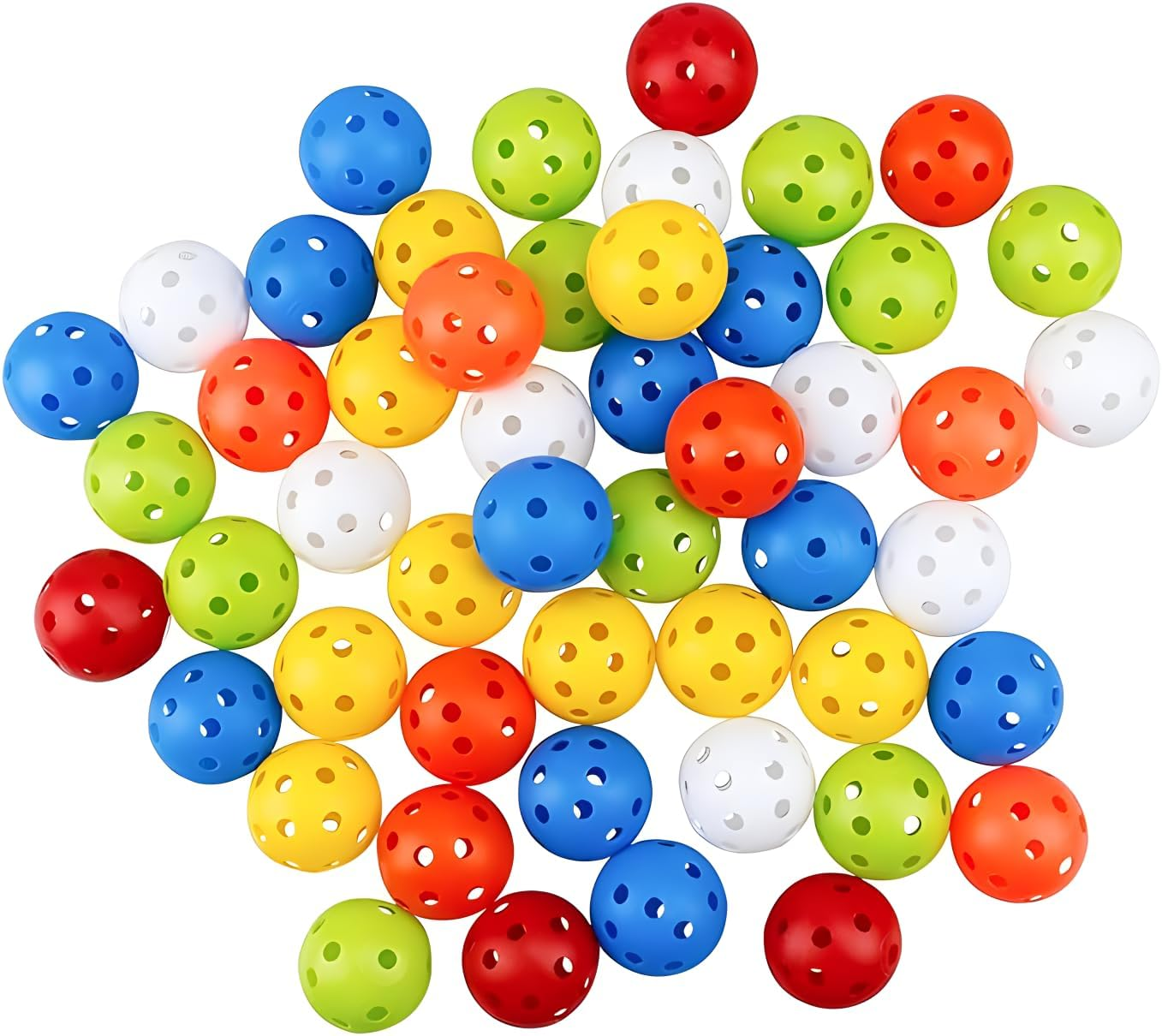 Golf Colored Practice Ball, 42Mm Hollow Sports Golf Training Balls Plastic,Used for Practice Range, Swing Practice, Home Use, Pet Play (Multicolor) 48Pcs. image number 2