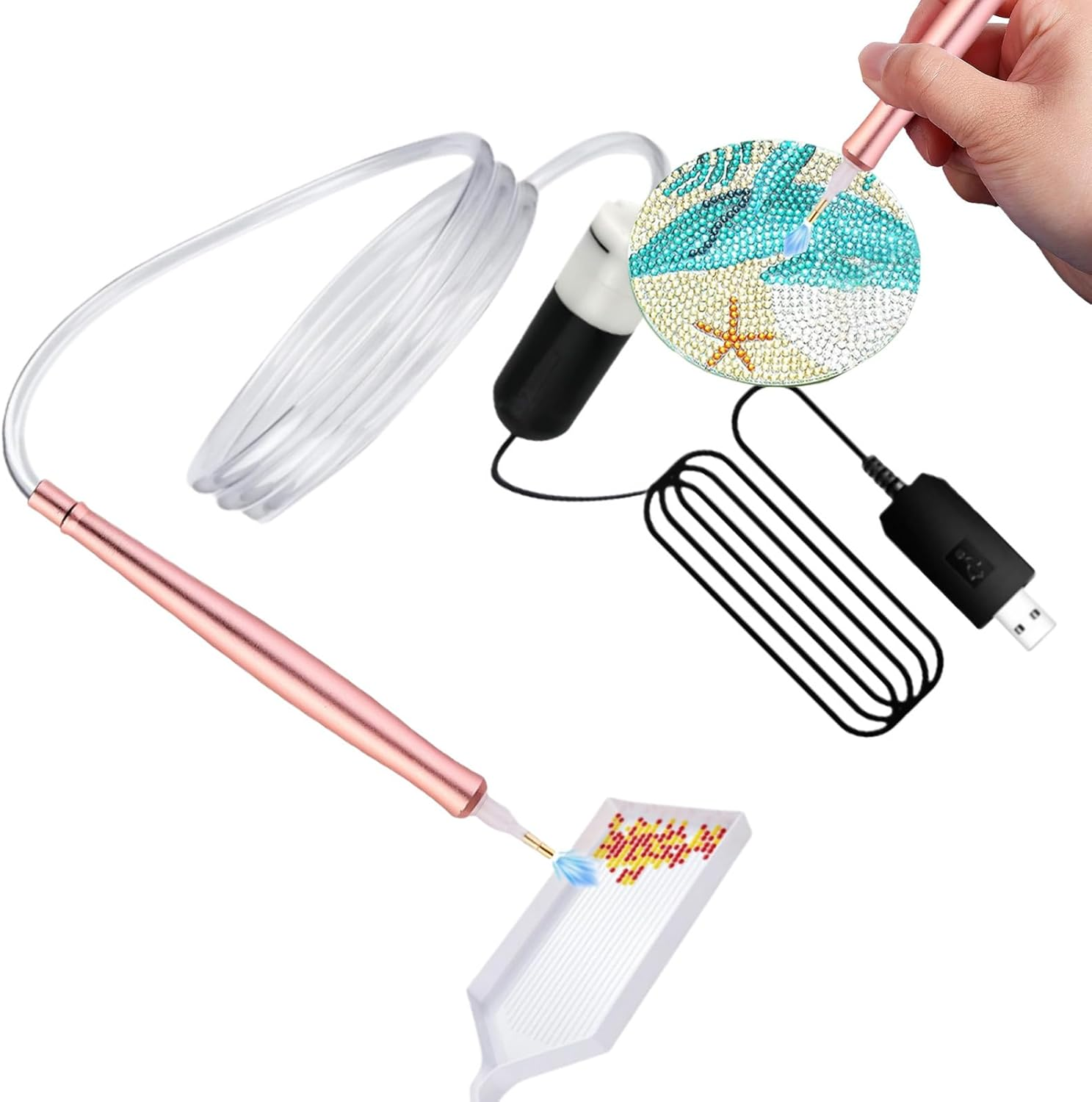 Wrohto Rhinestone Art Pen | Electric Rhinestone Art Painting Pens Vacuum - Automatic Applicator USB Accessories Portable for Event Decor Setup Crafting Projects Beginners image number 2