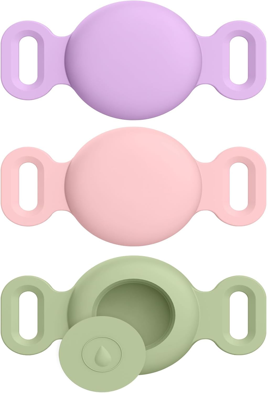 3 Pack for Airtag Cat Collar Holders, Anti-Scratch Silicone Case for Apple Airtag for Cat (Light Purple+Pink Sand+Matcha Green, Small) image number 1