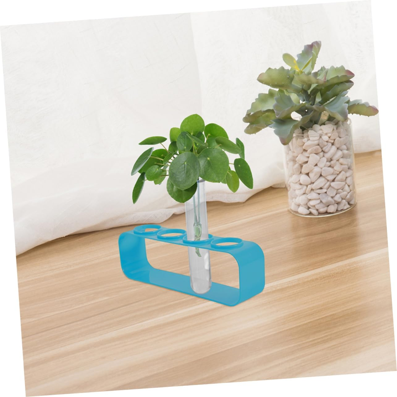 NULYLU 4Pcs Hydroponic Vase Vases Test Tubes Decoration Floral Water Vial Wall Planter Plastic Floral Tubes Tube Vase Fresh Florist Supplies Picks Tubes Transparent - Blue image number 7