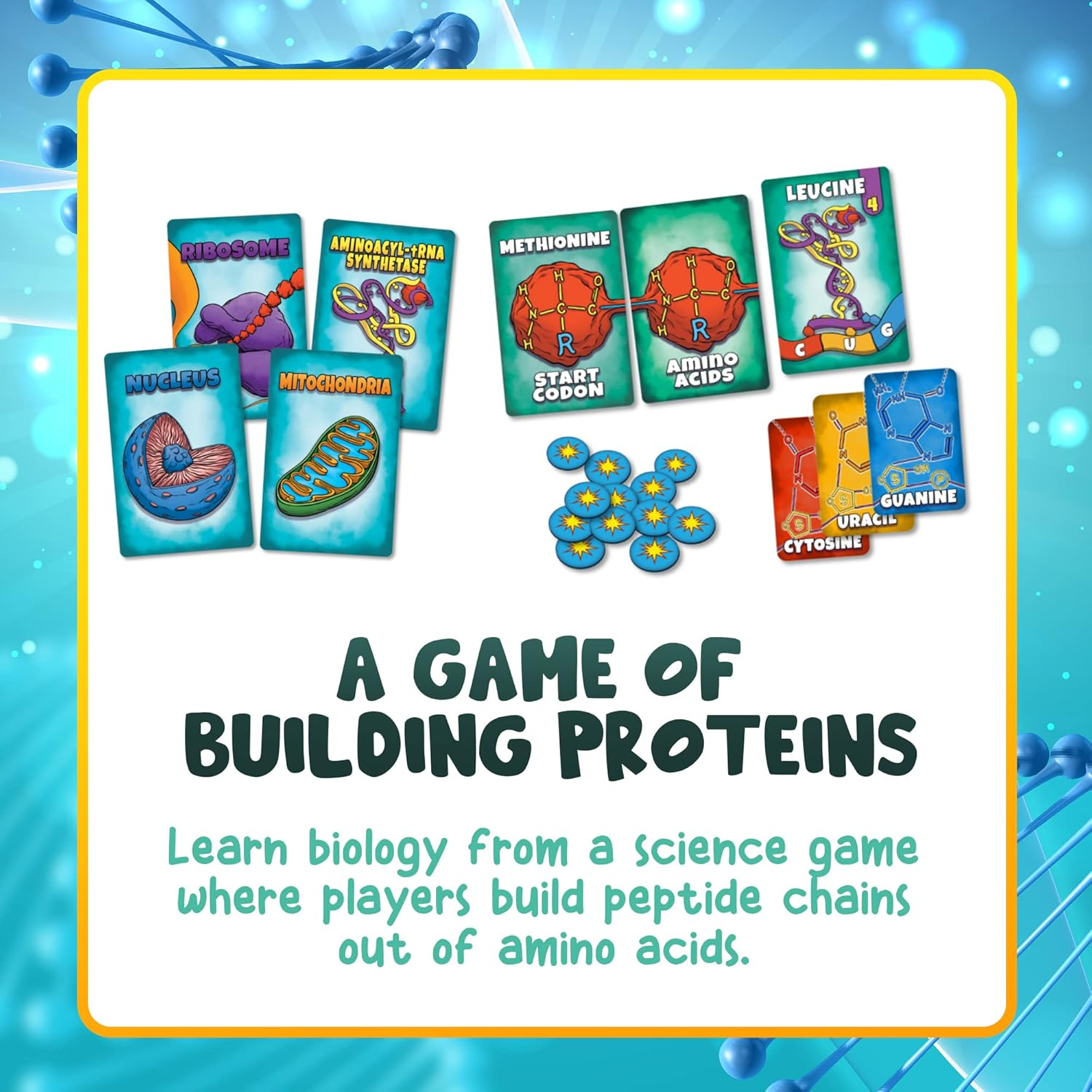 Genius Games GOT1003 Peptide a Protein Building Card Game, Red image number 3