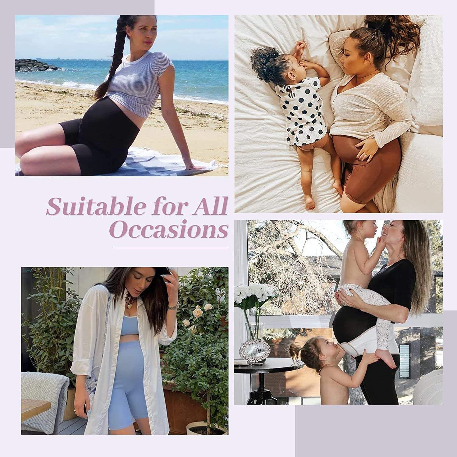 M2M STYLE Women'S Maternity Shorts with Over-The-Belly Support - Soft, Stretchy Pregnancy Shorts with Pockets for Comfort, Daily Wear & Relaxation image number 2