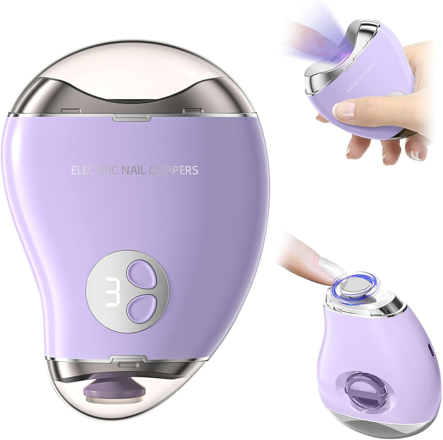 2 in 1 Electric Polishing Automatic Nail Clippers, 2024 New Electric Nail Clipper with 3 Adjustable Speeds, Automatic Nail Clippers, Automatic Nail Trimmer Toe Nail Clippers for Adults Seniors(Purple) image number 5