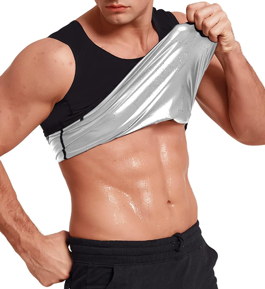 Sweat Sauna Vest for Men Heat Trapping Polymer Vest Sauna Suit Workout Tanktop Pullover Waist Trainer Shirt Bodyshaper