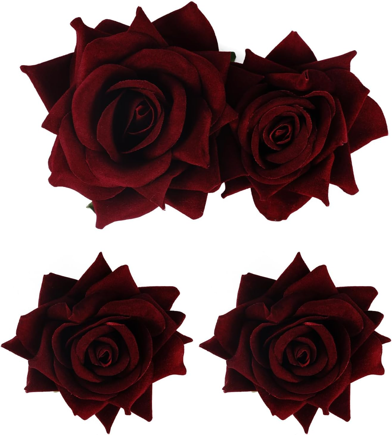 Pack of 3 Rose Hair Clips, Rose Flower Hair Clips, Red Rose Brooch Flower Clips, for Women, Girls, Party, Wedding, Valentine'S Day, Masquerade, Carnival (Dark Red) image number 2