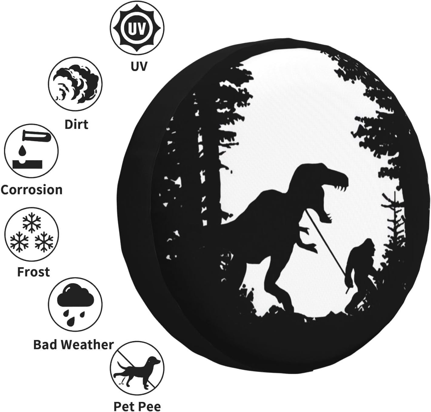 Dinosaur Bigfoot Rv Spare Tire Cover Wheel Tire Cover for Travel Trailers Protectors Weatherproof Dust-Proof for Camper Trailer Truck SUV Rv Universal 14" In image number 1