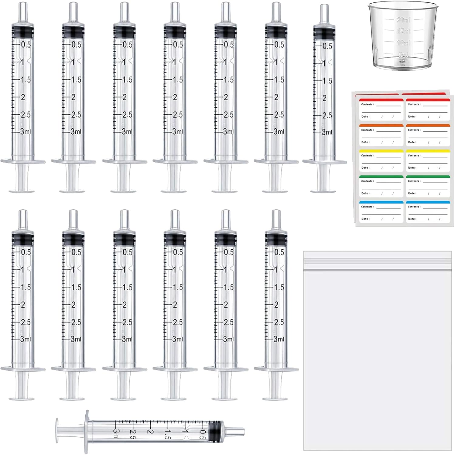 42 Pieces 3Ml Colostrum Syringes with Caps, Colostrum Collector Kit Include 20Pcs 3Ml Sterile Syringes, 1 Measuring Cup, 1 Storage Bags, 20 Labels image number 2