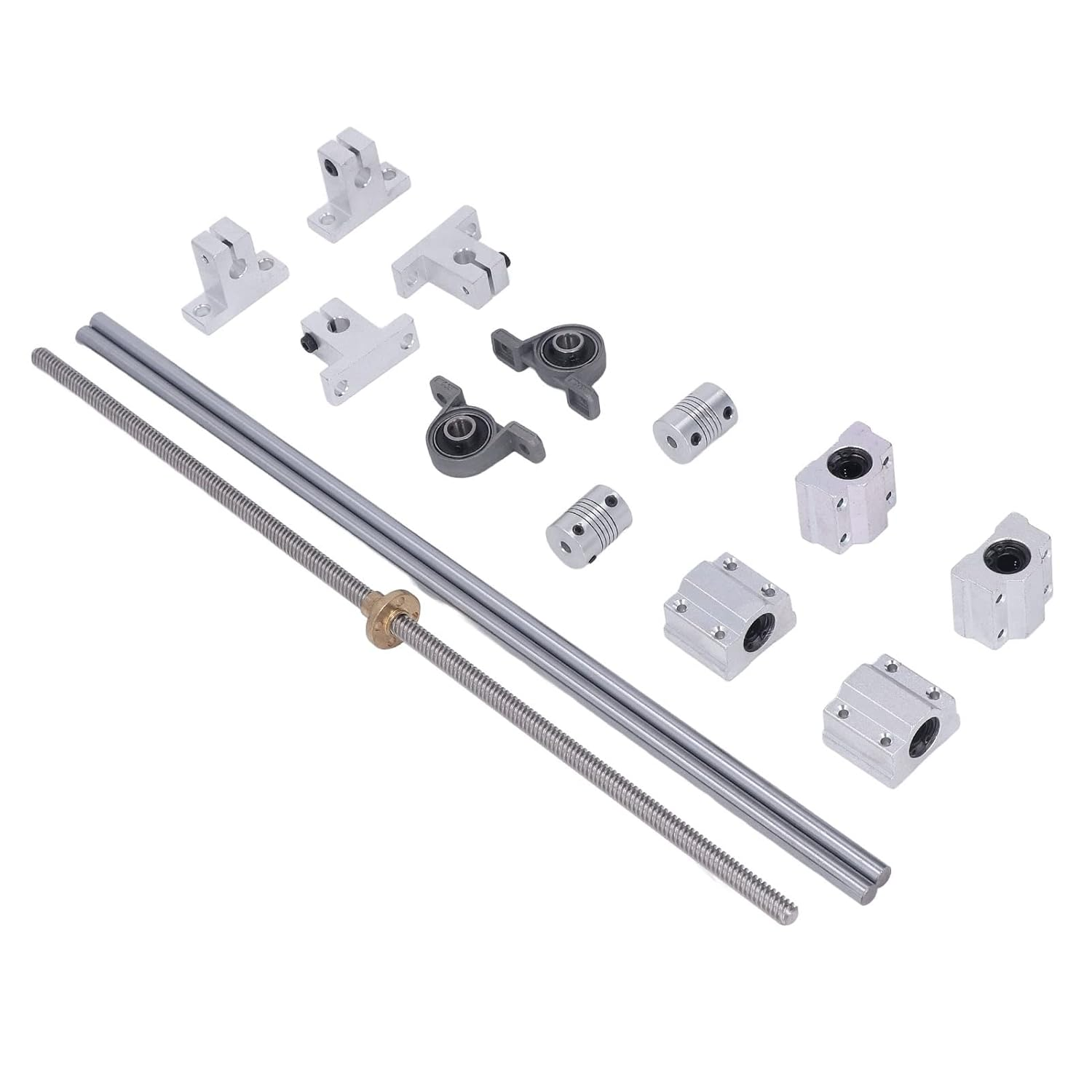8Mm T8 Lead Screw Set Lead Screw Coupler Horizontal Optical Axes Pillow Bearing Block for 3D Printer