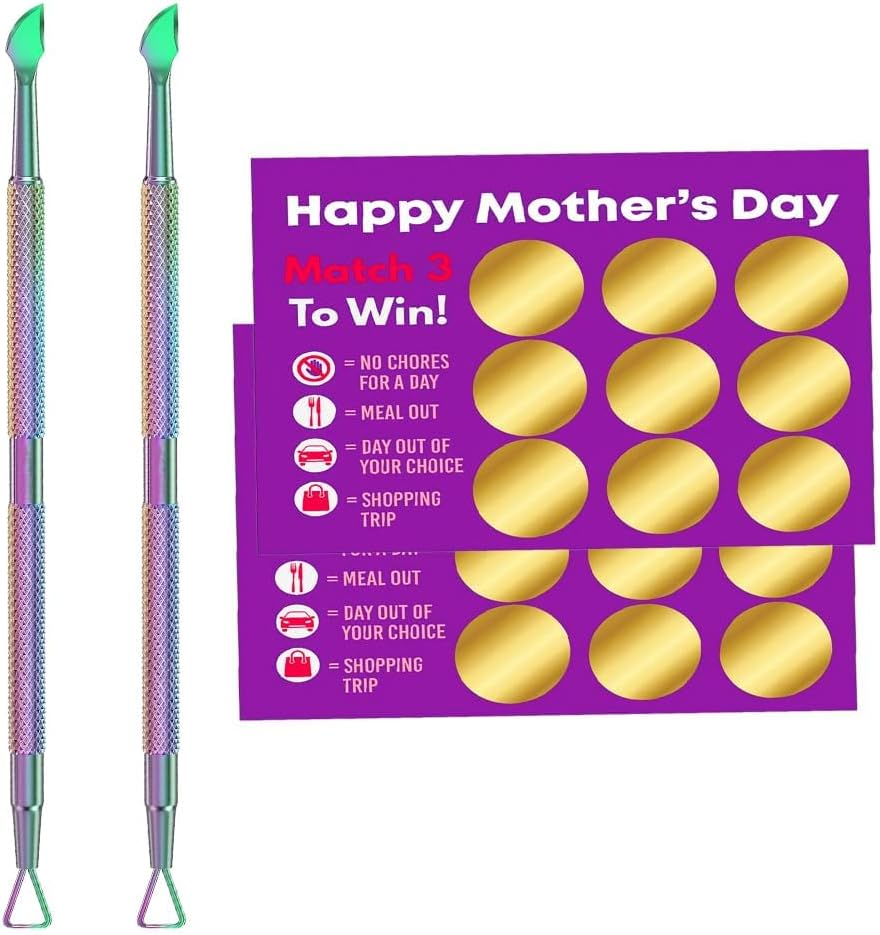 Colorful Double-End Ultimate Scratchmaster, Lottery Label Scraper for Flawless Reveals, Loteria, Scratch off the Hard to Remove Pin Numbers on Present Cards and as a Secret Present, 2 PCS - Silver Double-End image number 2