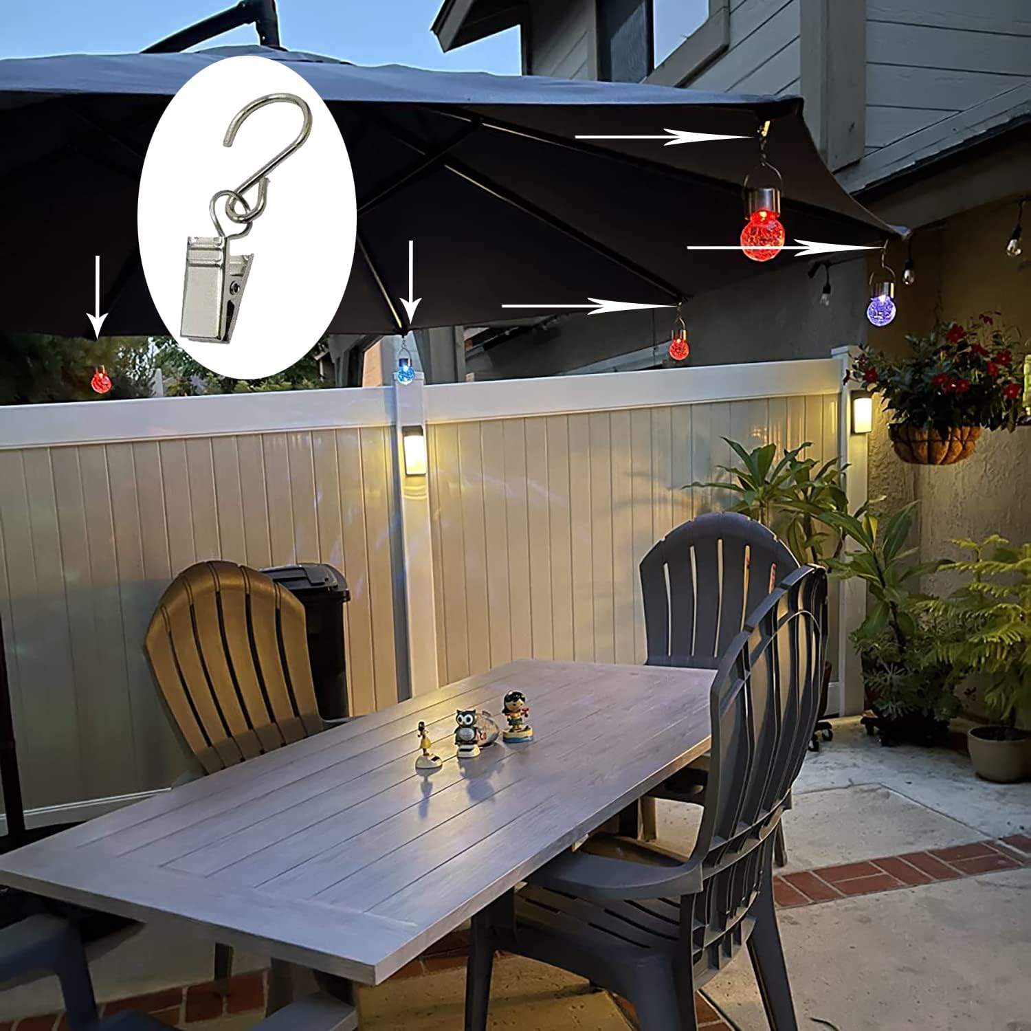 Stainless Steel S Hooks Curtain Clips,30 Pcs Hanging Party Lights Hangers, Curtain Hooks, Apply to Outdoor Light Strings Hooks Courtyards Camping Tents Christmas Decorations Clips image number 2