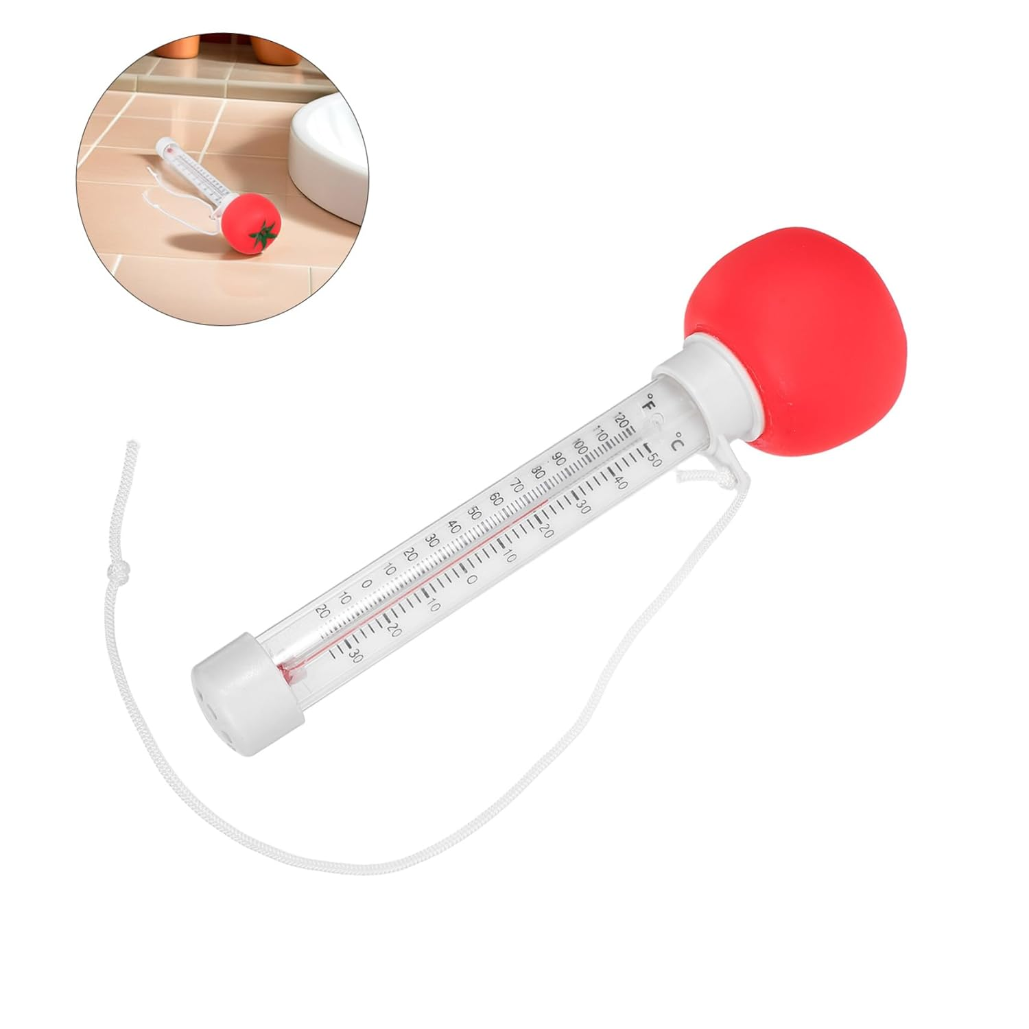 Kisangel Floating Cartoon Pool Thermometer for Hot Tub Temperature Gauge with Easy Read Display Accurate Bath for Swimming Pools Spas Aquariums Tomato Design image number 6