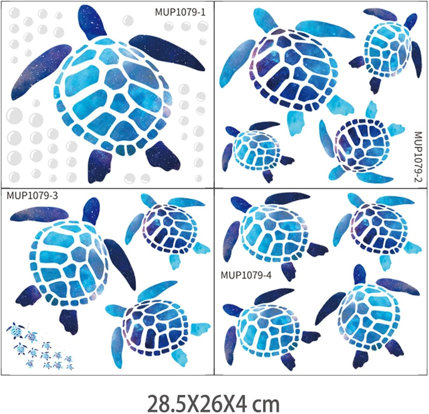 JDFHFGB 12 Pcs Sea Turtle Wall Decals Stickers, Removable Waterproof Vinyl Underwater Ocean Marine Animals Decor for Kids, Nursery, Bedroom, Bathroom, Children'S Swimming Pool (Blue)