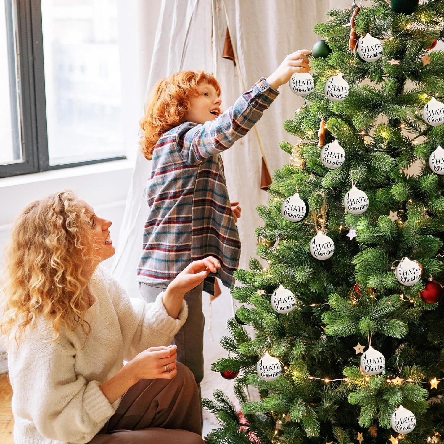 Christmas Funny Offensive Bauble | Rude Christmas Baubles | Hanging Christmas Tree Decorations with Humorous Phrases | Rude Baubles Ball Christmas Ornaments for Home Decor image number 1