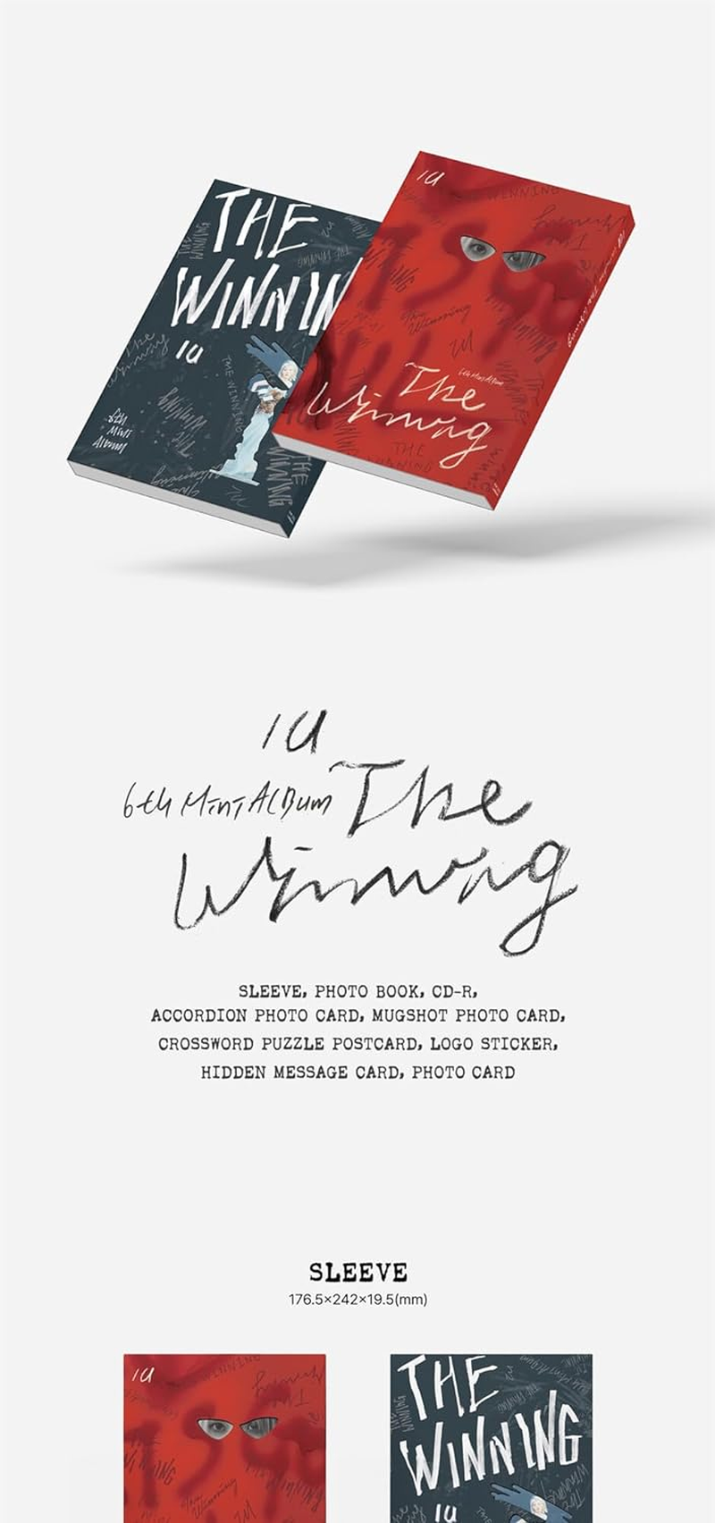 IU the Winning 6Th Mini Album Cd+Photobook+Accordion Photocard+Mugshot Photocard+Crossword Puzzle Postcard+Logo Sticker+Hidden Message Card+Photocard+Tracking Sealed (Set(I Win+U Win)) image number 1
