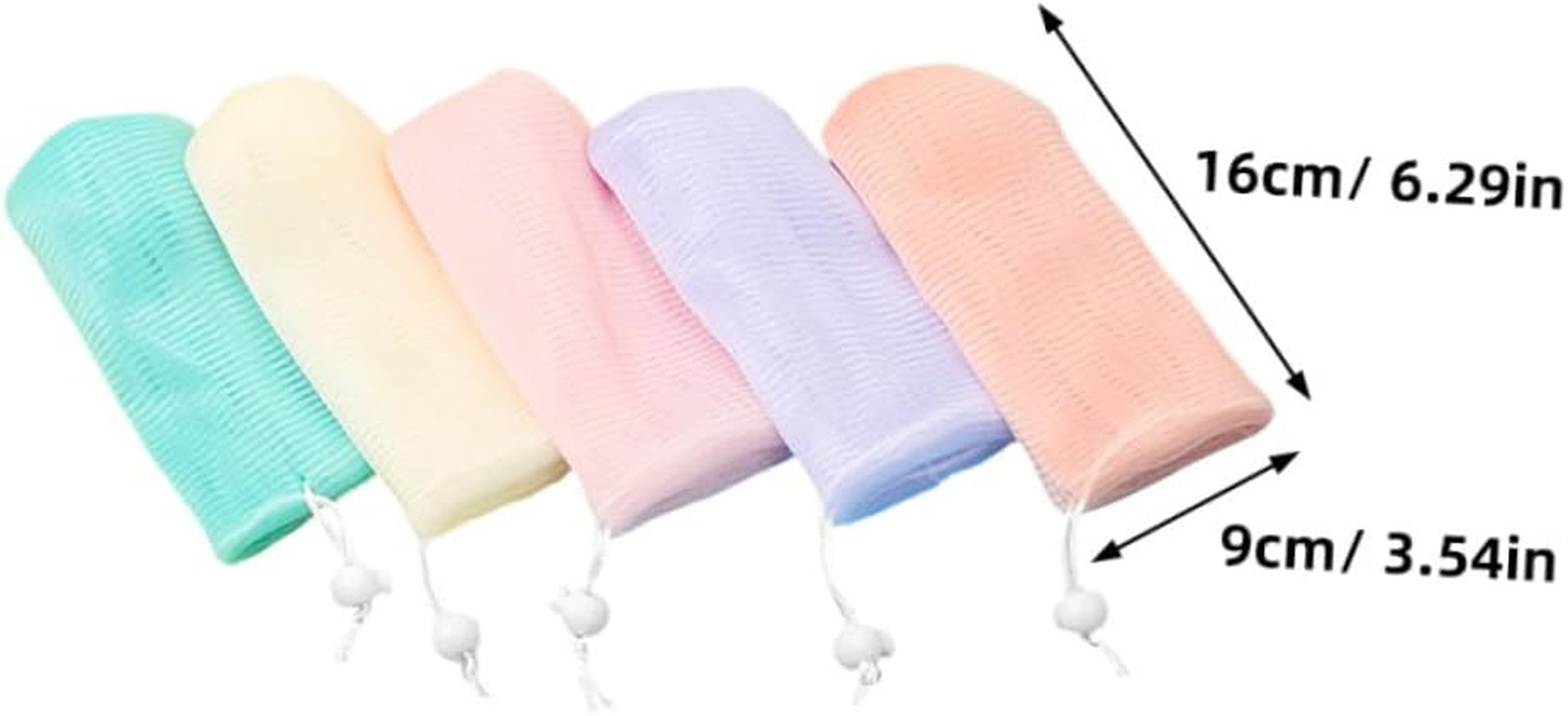 WOONEKY 5Pcs Mesh Soap Bags for Travel Foaming Soap Pouches Drawstring Exfoliating Scrubber Pouches Portable Holder for Handmade image number 5
