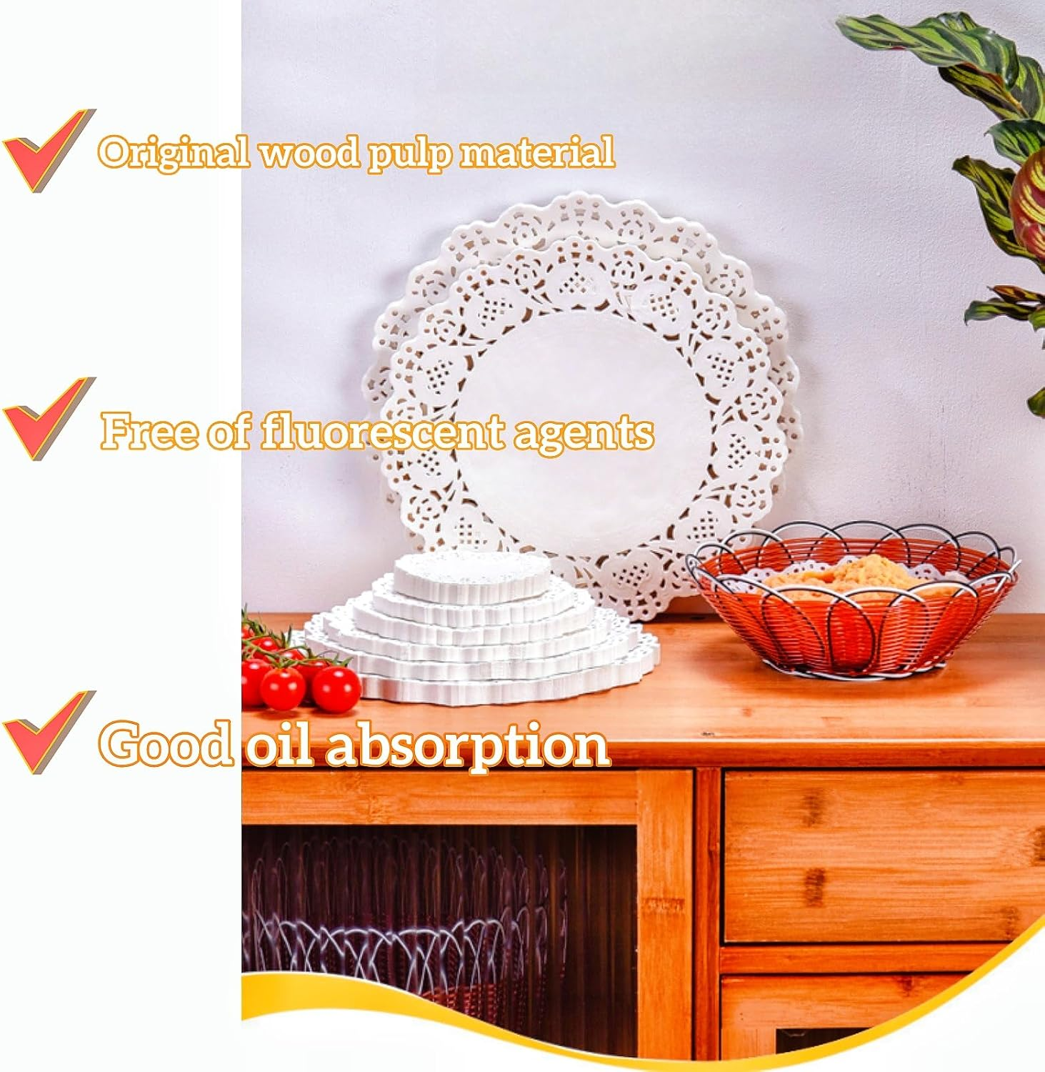 HIDOSNG 250Pcs Paper Doilies, 5 Sizes Lace round Rectangle Oval Paper Doilies Multi-Size Decorative Doilies Placemat for Tables Plates Cakes Desserts Crafts image number 5