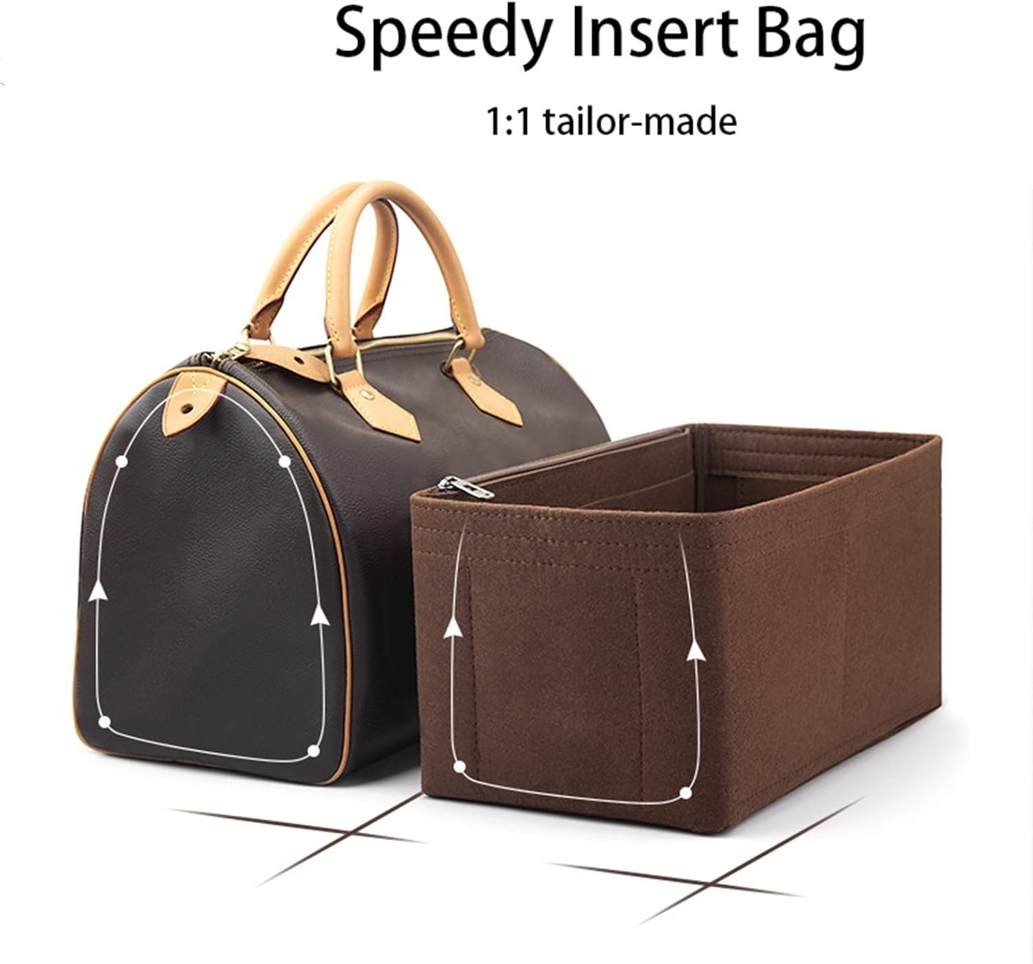 Felt Insert Bag Organizer for LV Speedy 20 25 30 35 Flap Handbag Inner Bag Makeup Travel Purse Storage Tote Bag Accessories, for Speedy30 Red, One Size - For Speedy20 Red image number 6