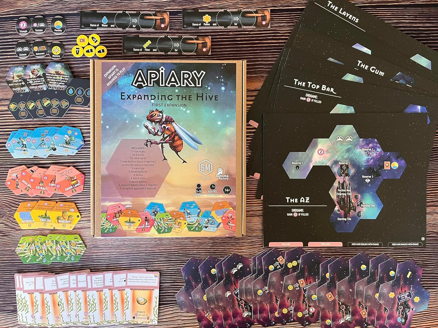 Stonemaier Games: Apiary: Expanding the Hive Expansion | New Unique Frames, Additional Tiles, and More! | Add to Apiary - a Strategy Board Game about Bees in Space | 1-5 Players, 90 Mins, Ages 14+ image number 6