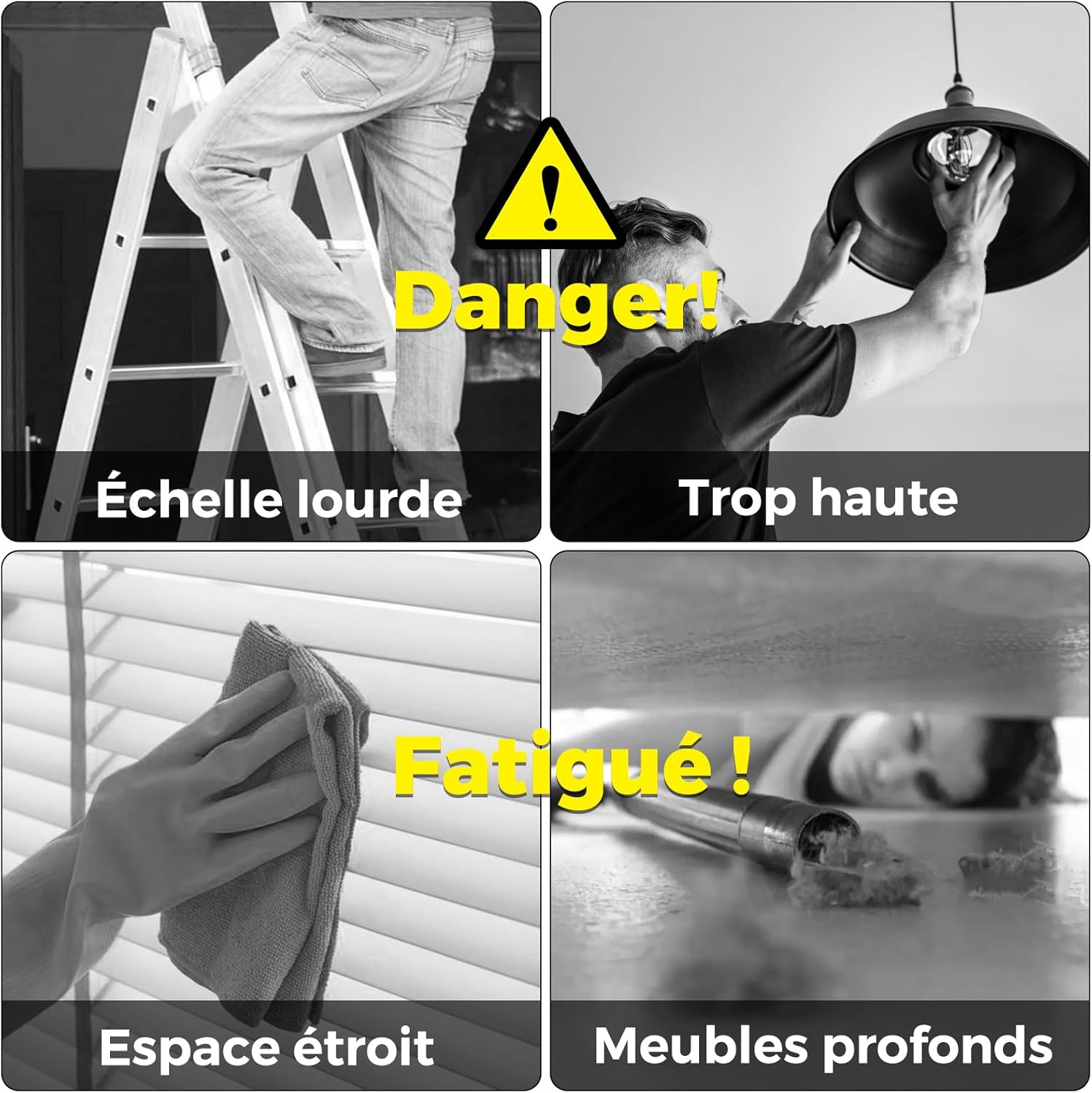 7 Pieces Telescopic Wolf Head Duster, Maximum Length 256 Cm, Washable Microfibre Telescopic Duster for Blankets, Suitable for Blankets, Grey image number 3