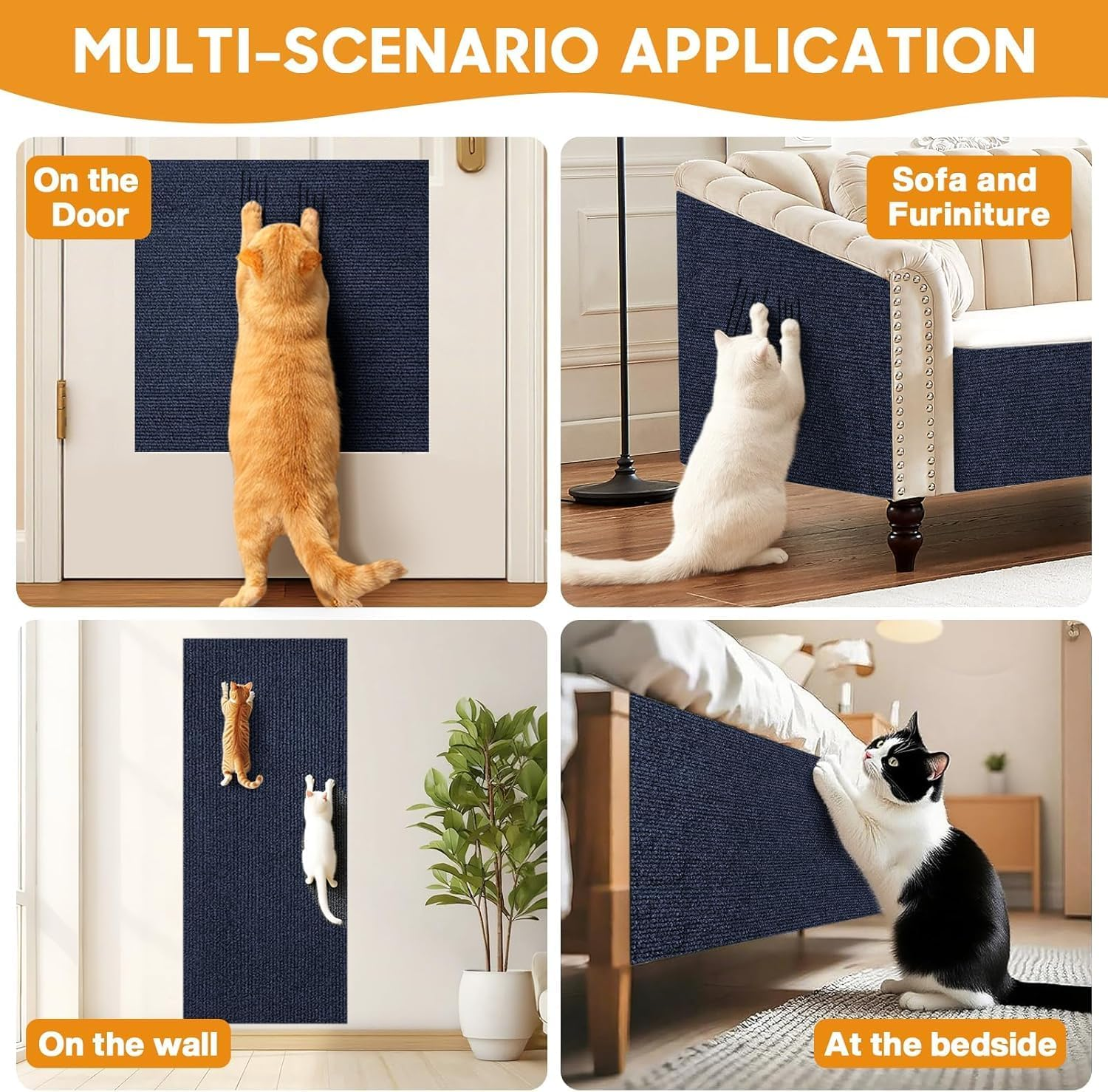 MIAOKE Pack of 2 90 X 40 Cm, Scratch Protection for Cat Furniture with Utility Knife and Tape Measure, Cut to Size Self-Adhesive Scratching Mat for Cats, Suitable for Homemade Scratching Post Stands image number 3