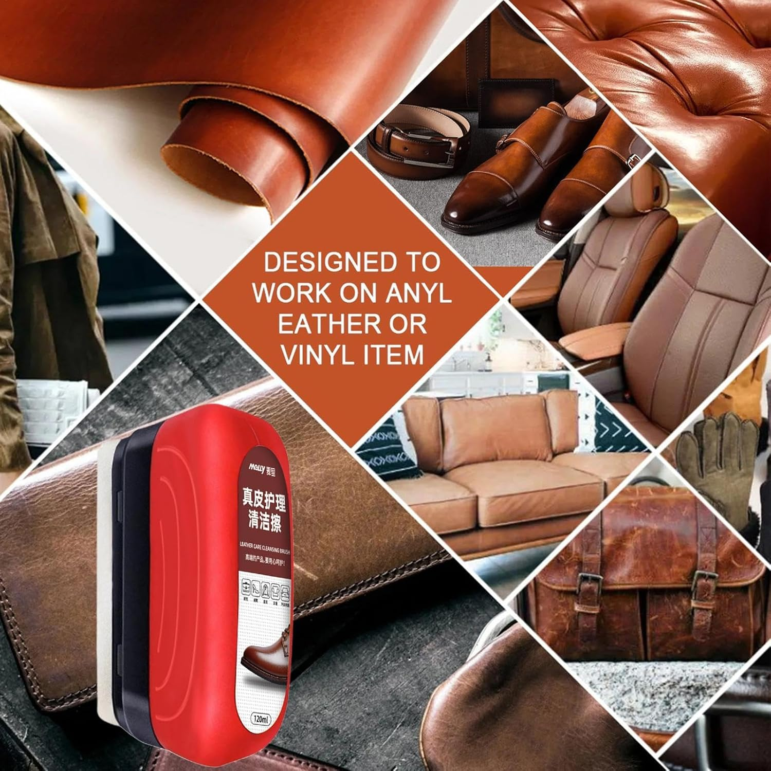 Cleaning Brush for Automotive | Leather Furniture Color Restorer | Leather Cleaning Dusters for Leather Shoes, Boots, Wallet, Belt, Jacket image number 3