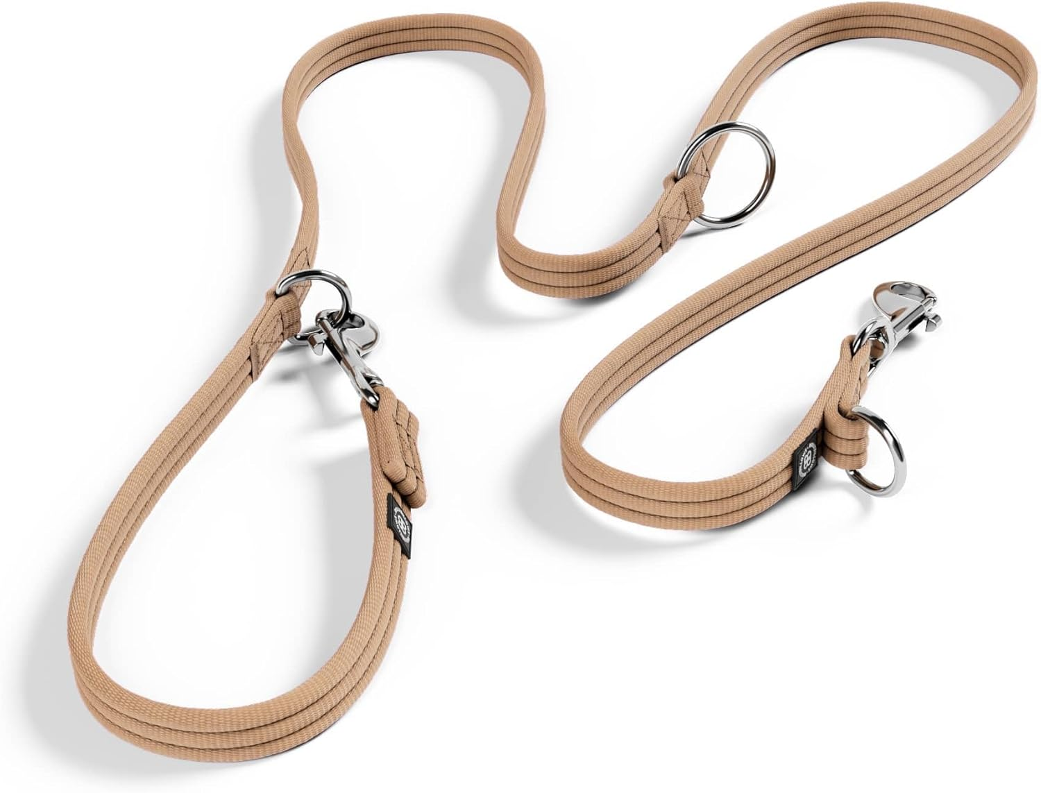 Bullybillows Double Ended Training Dog Lead | Multi-Functional Training Dog Lead | Medium or Long Length for Obedience Training or Distance Work | Tan image number 4