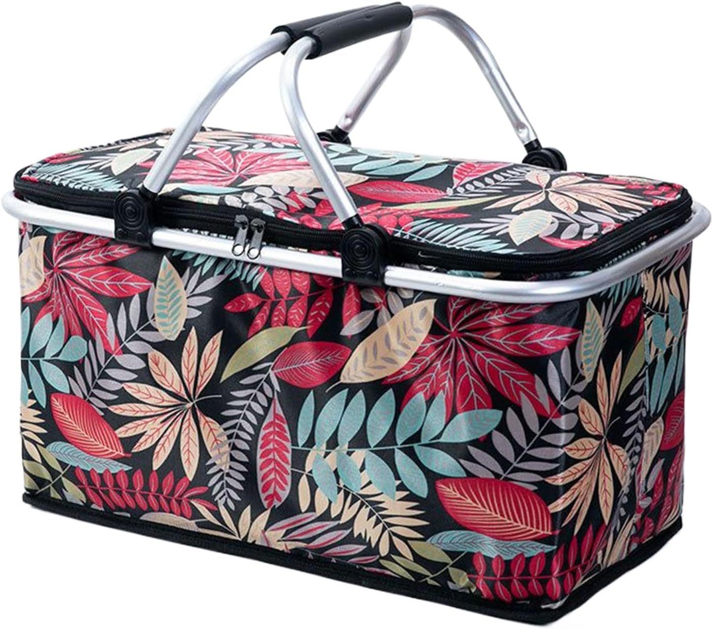 Grocery Baskets with Handles | Foldable Basket Shopping Bags with Handles,Cooler Bag Storage Organizer for Picnic Camping Women Family Retail Fishing Outdoor Road Trip - Blue image number 3