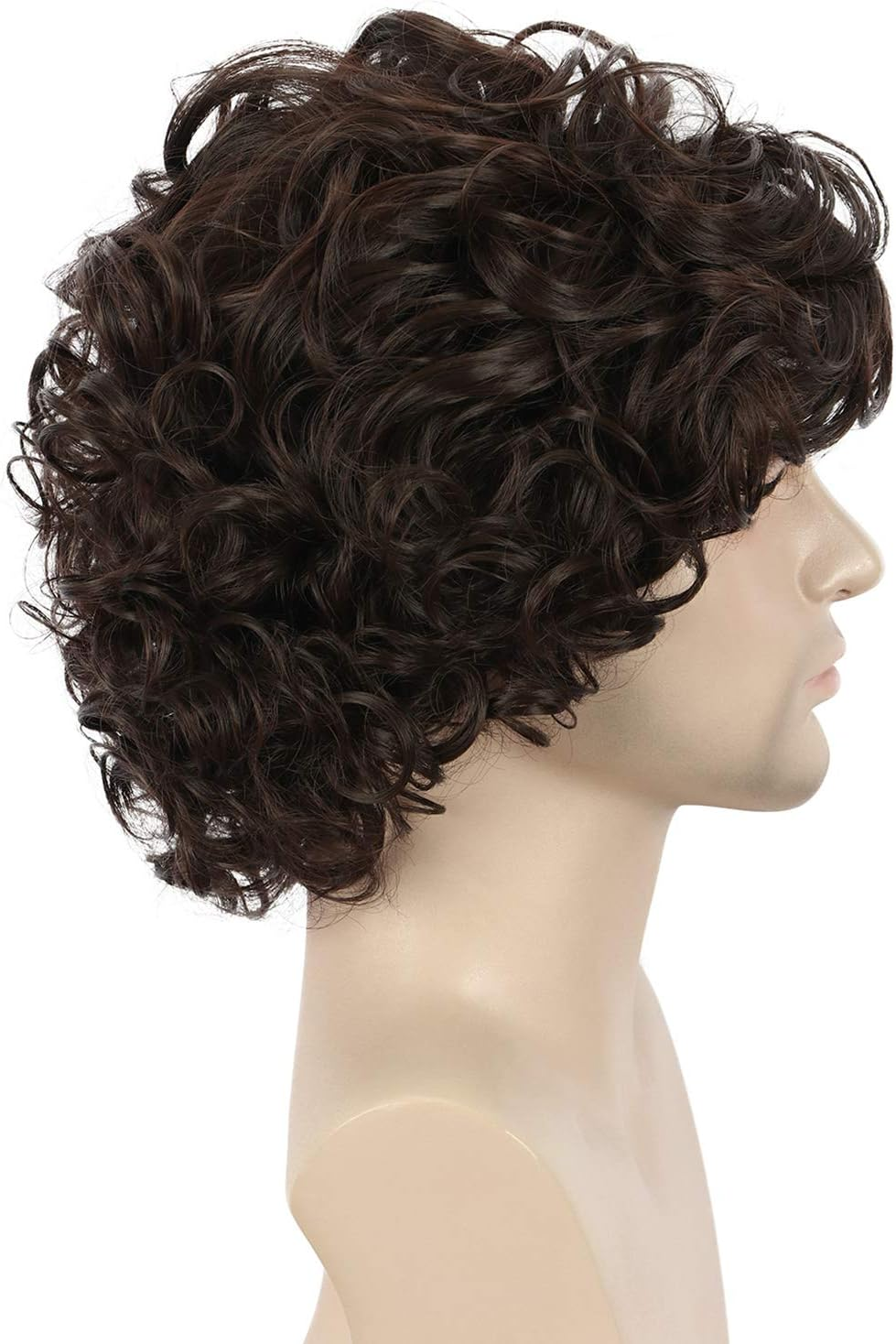 Yuehong Mens Short Curly Brown Wig Anime Cosplay Wigs Halloween Cosplay Costume Hair Wig - Blue image number 2