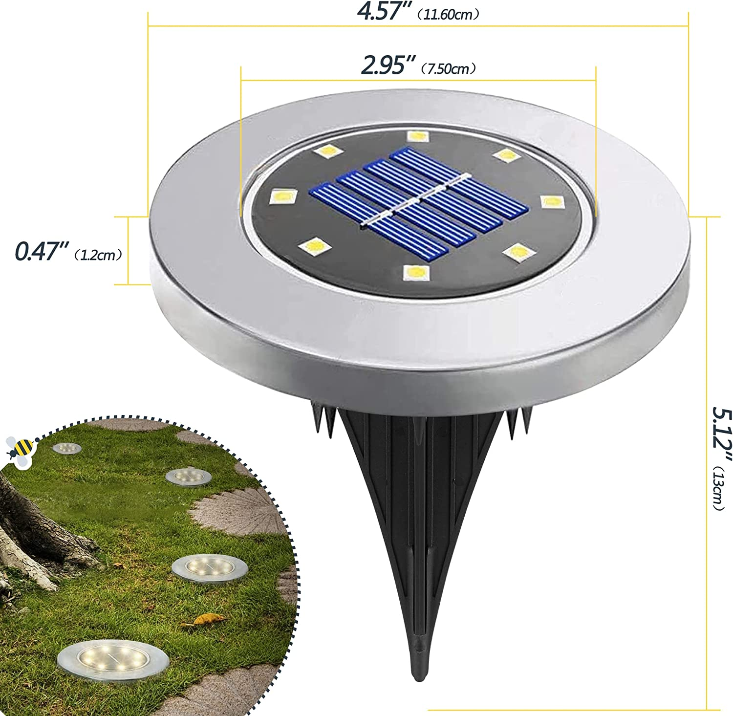 12 Pack Solar Lights Outdoor Waterproof, Solar Ground Lights, Waterproof LED Solar Lights Outdoor Garden Landscape Lighting, Solar Garden Lights Suitable for Lawn, Courtyard, Passage, Walkway, Patio image number 4