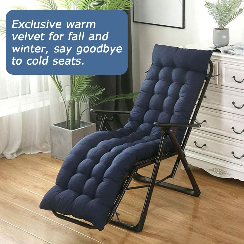 Thick Padded Sun Lounger Cushion with Ties, Quilted High Back Recliner Pad for Garden Patio Chaise Rocking Chairs, Indoor Outdoor Seat Mattress Replacement image number 4