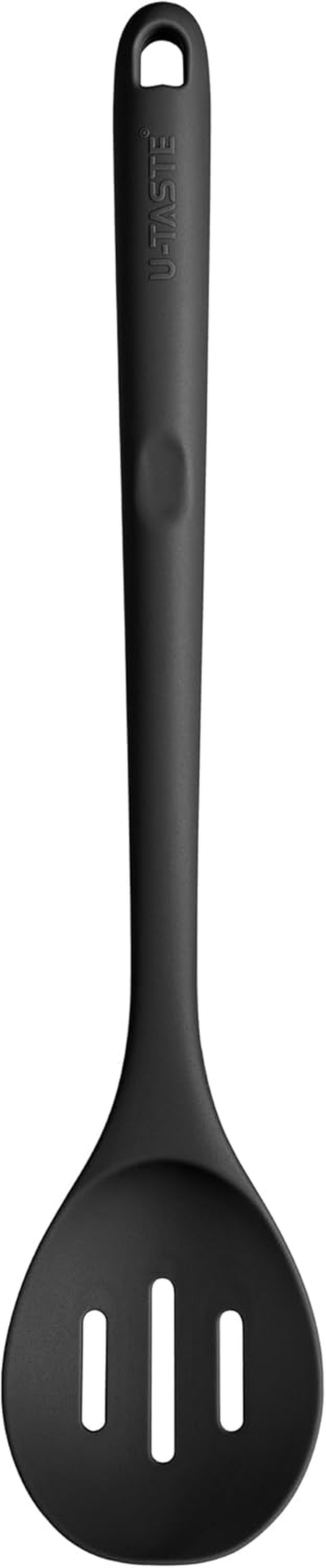 315℃ Heat Resistant Solid Spoon - U-Taste Long Silicone Kitchen Cooking Spoon, BPA Free Non-Scratch Rubber Utensil for Mixing, Stirring, Serving, Scraping in Non-Stick Cookware (Midnight Blue)