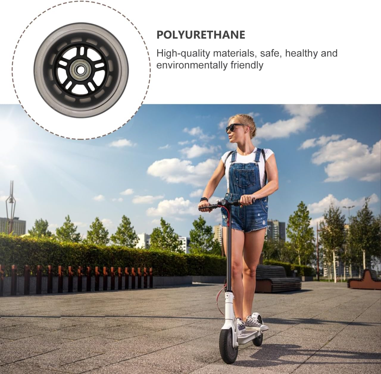 Brand Scooter Wheels 100Mm - Silent Pu Replacement Wheels for Scooters Luggage and Swing Cars - Easy Installation Weather-Resistant Performance image number 6