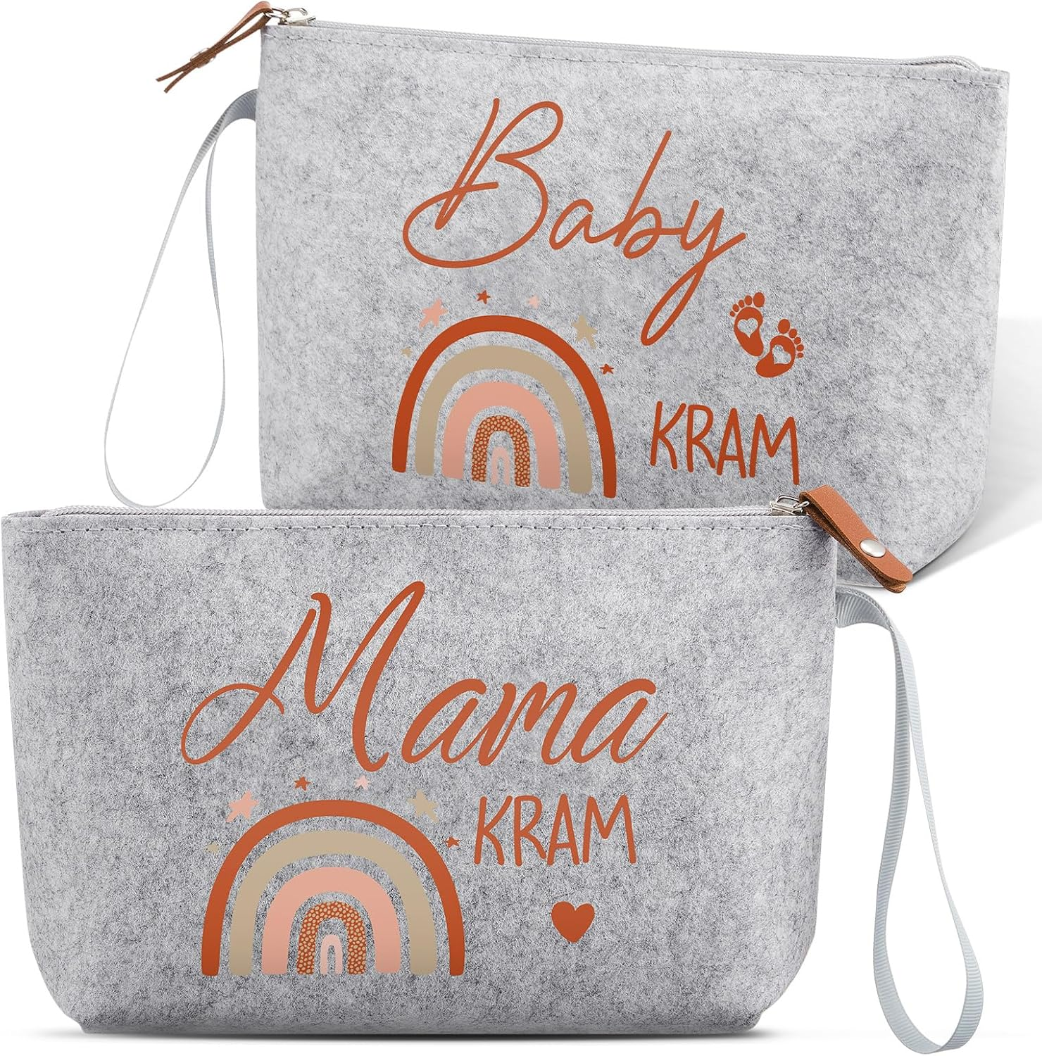 Xuniea Gifts for Expectant Mothers Pregnant Women - Felt Cosmetic Bag with Zip Felt Bag for Mum Pregnancy Gift for New Mum Baby Shower (Rainbow) image number 1