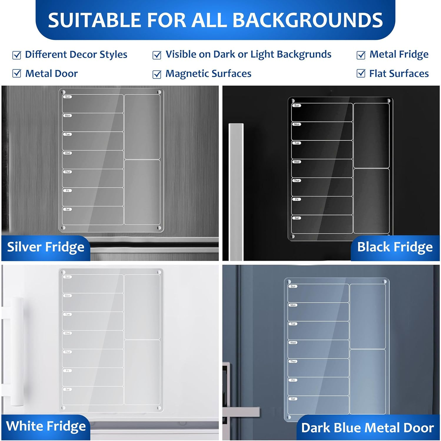 True Arc Acrylic Meal Planner Magnetic Menu Board with 8 Markers, Clear Weekly Calendar Planning Board Noteboard Refrigerator Dry Erase Board to Do/Grocery/Shopping List/Chore Chart image number 6