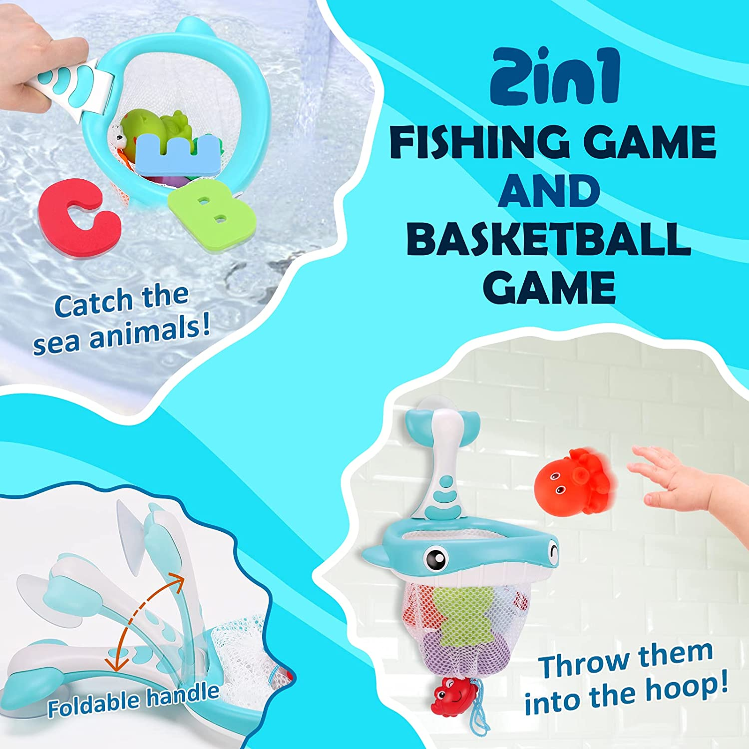 Kaekid Toddlers Bath Toy, Water Spraying Discoloration Light-Up Floating Animals Bath Toys Set, Foam Bath Letters and Numbers Bath Toy, Water Toys for Kids Boys Girls (Multicolour) image number 1