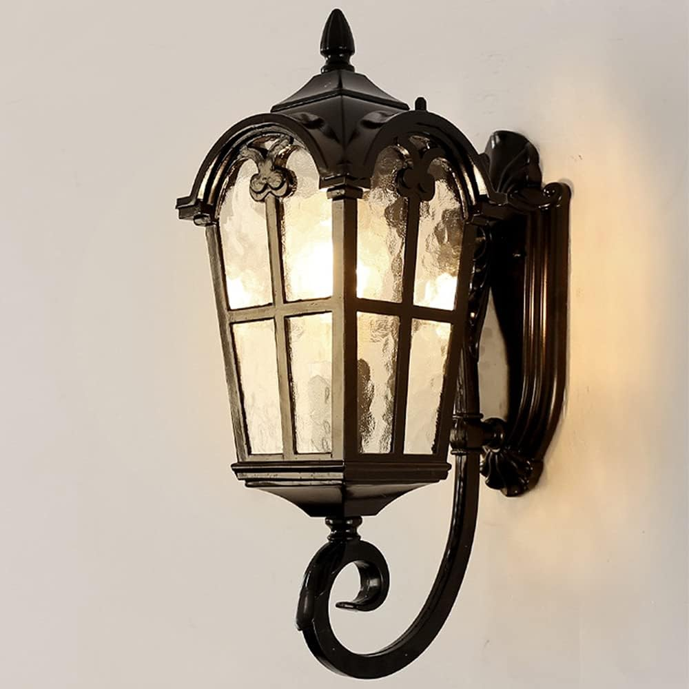 Retro Wall Lamp-Antique Outdoor Wall Light E27 Garden Lamp Retro Antique Wall Lamp with Glass Lamp Cover Outdoor Lamp Waterproof Door Balcony Villa Outdoor Lamp-Antique Color (D)