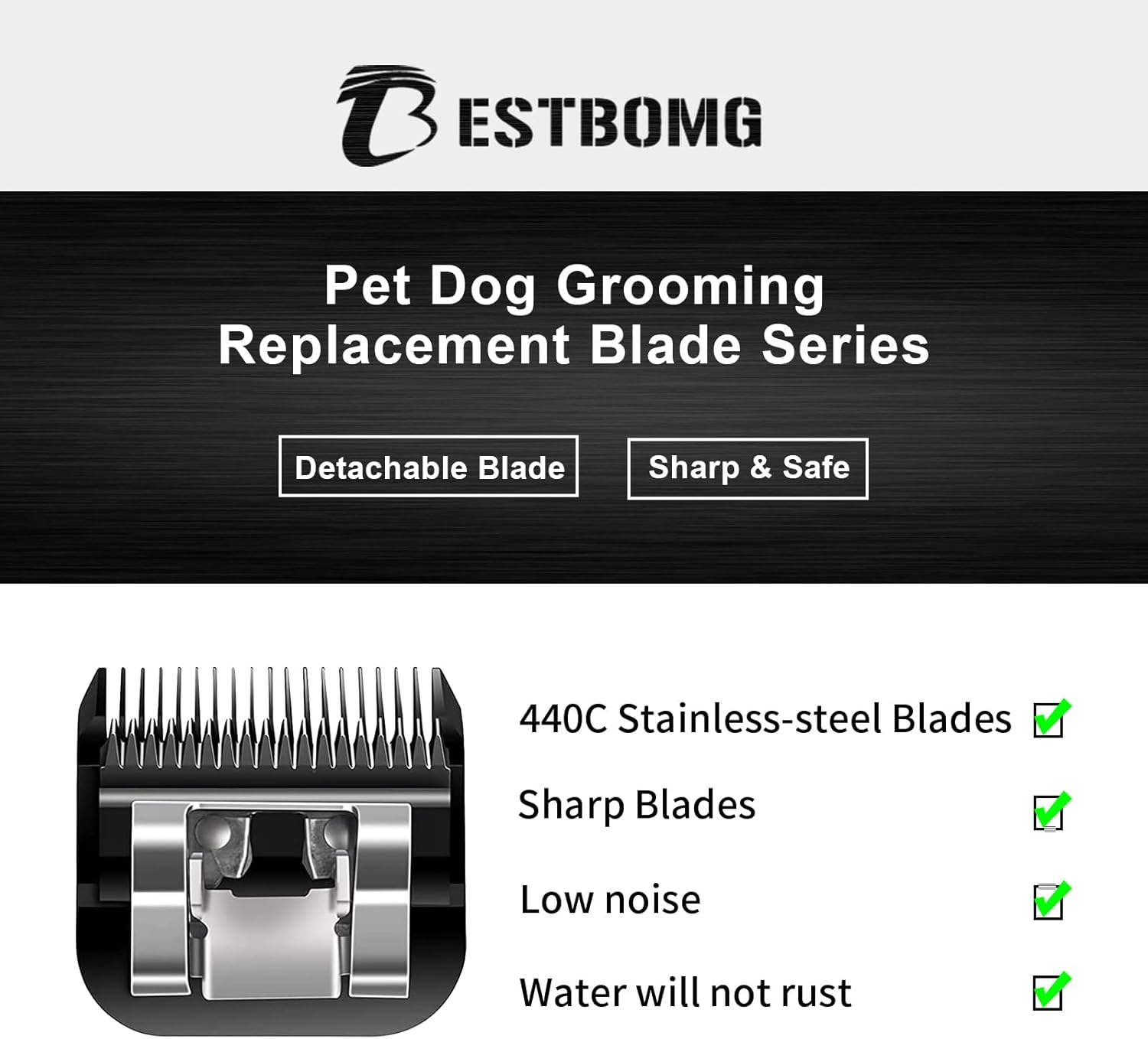 7FC+5FC+4FC Dog Grooming Replacement Blade Compatible with Heiniger/Moser Max45/Andis/Oster A5/Wahl 10 Km Series Clippers for Dogs, Cutting Length, 3 Units, Black image number 5