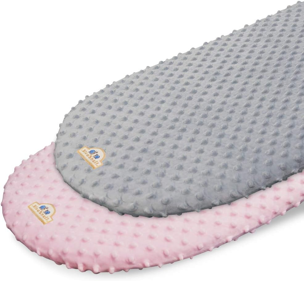 Bluesnail Soft and Strechy Minky Bassinet Fitted Sheet, Cradle Sheets for Bassinet Pad/Mattress 2Pk (Bassinet, Pink+Gray)