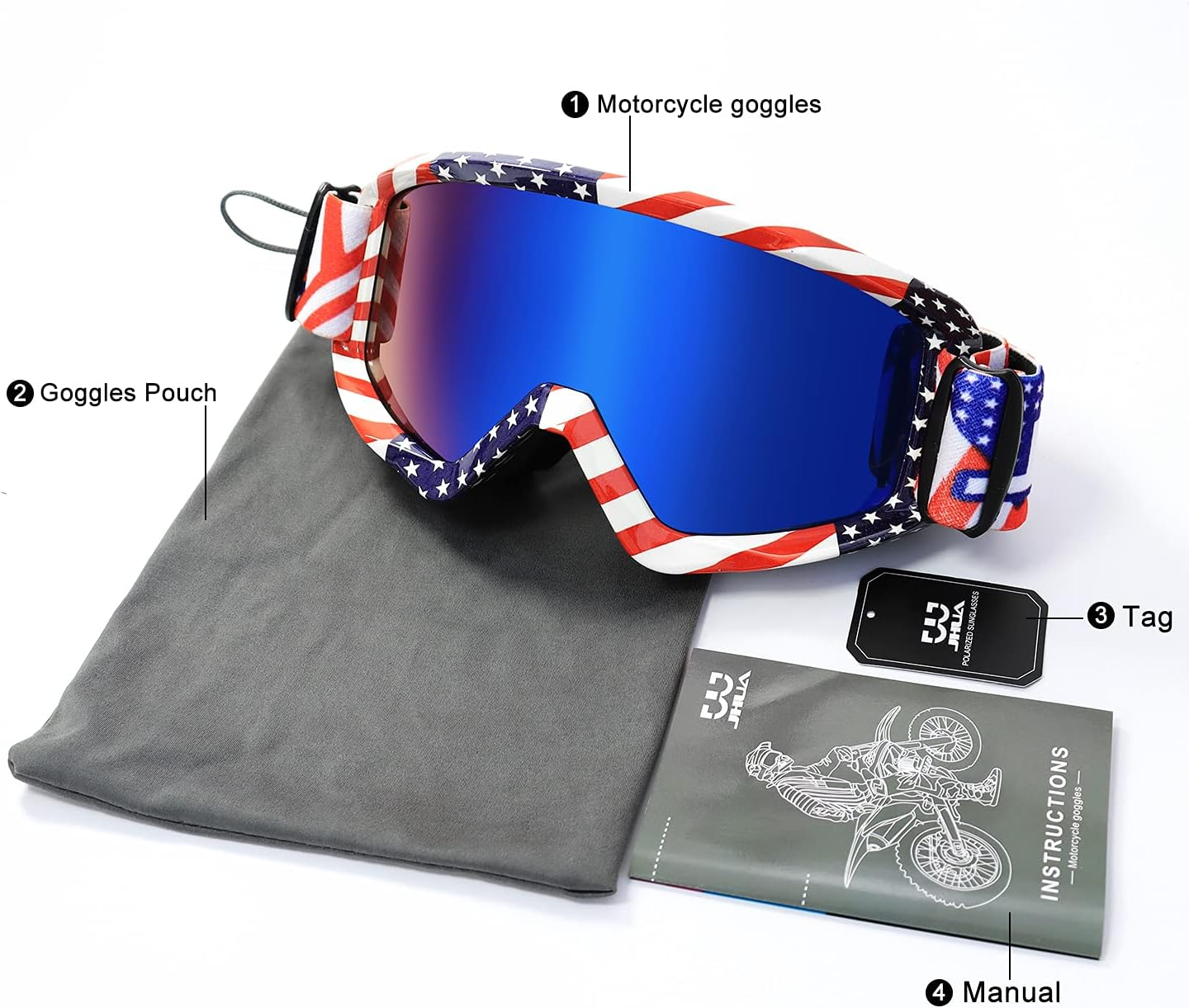 FMY Motorcycle Motocross Goggles for Men Women Youth,Anti-Scratch Dustproof UV400 ATV Dirt Bike Goggles - Black Green-Color Lens image number 2