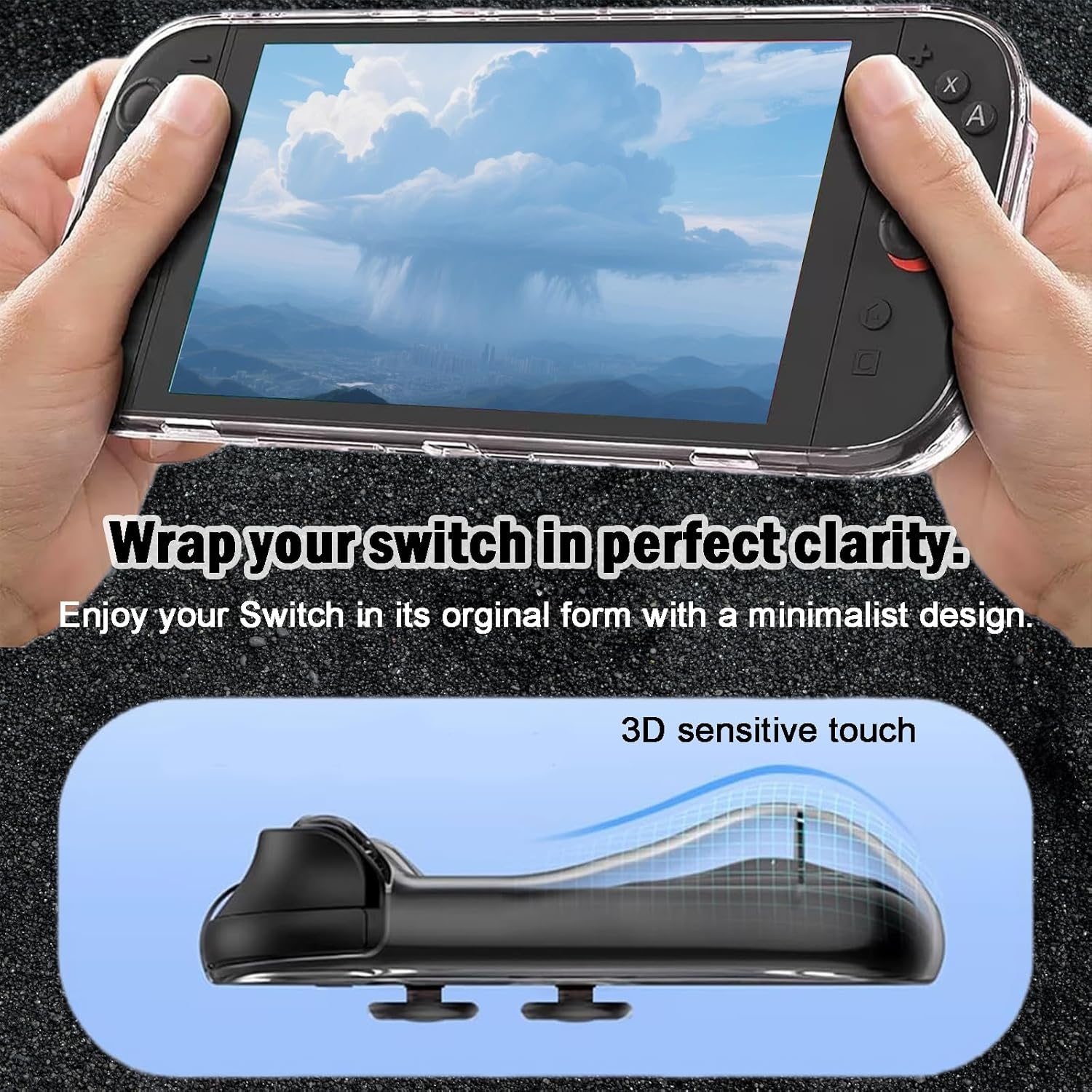 Protective Case Compatible with Switch 2, Soft TPU & Hard PC Full-Body Protection Clear Case for Switch 2, Shock-Absorption Cases, Anti-Scratch, Ergonomic Grip Cover image number 3