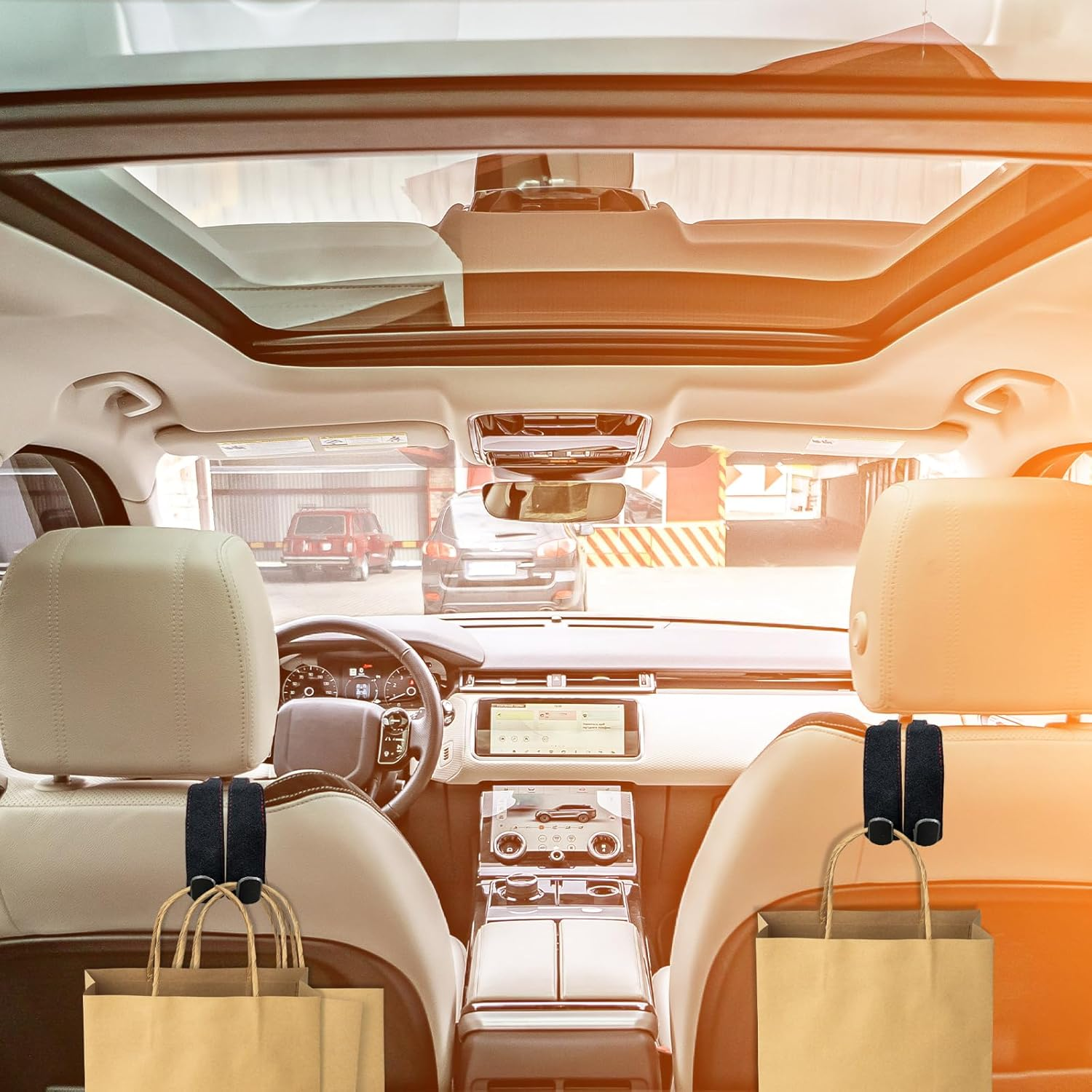 WELANE Car Seat Storage Hooks, 2 PCS Leather Car Seat Storage Hanger for Car Organizers and Storage Accessories (Black) image number 4