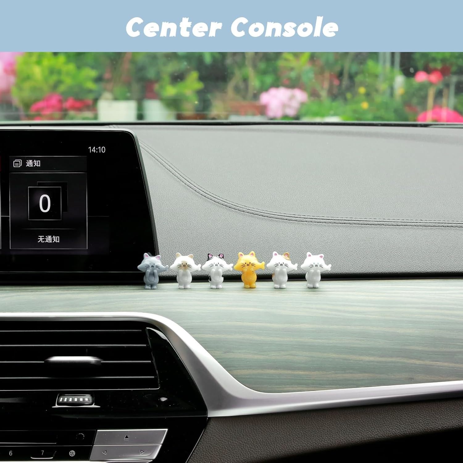 YGMONER Set of 6 Cute Mini Cat Eats Fish Car Dashboard Decorations Funny Car Decor Kawaii Car Interior Accessories for Women Gifts