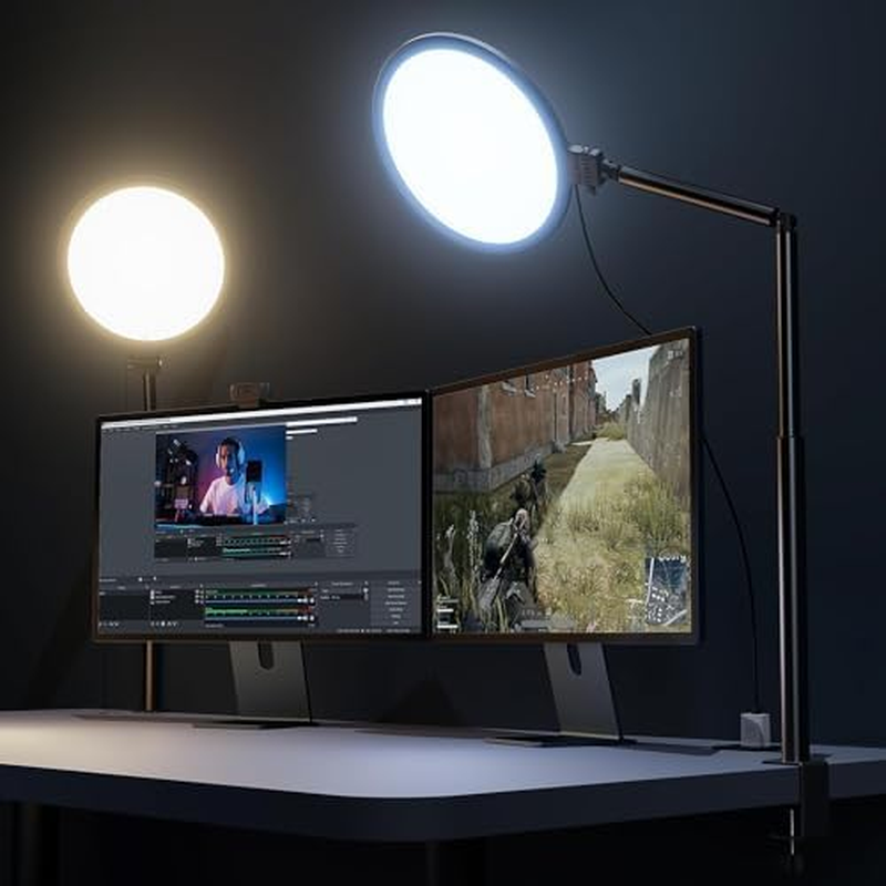 10.2" Desk Ring Light with Stand for Zoom Meetings, Key Light with Stand, 360&deg; Rotate & Flexible Height Video Conference Light, Adjust Arm Desk Lamp Zoom Light for Home Office image number 5