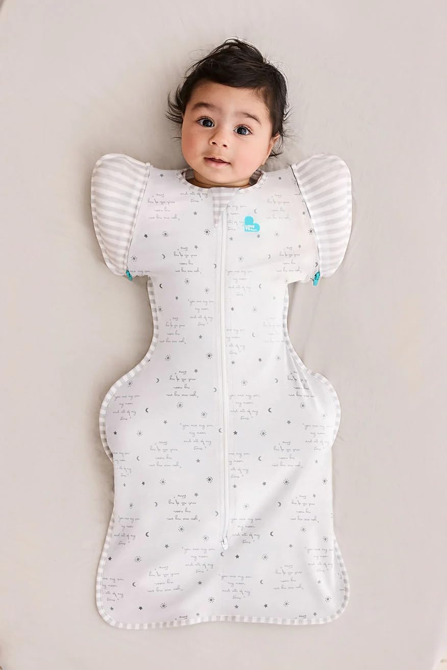 Love to Dream Swaddle up Transition Bag - Arms up Position - Light and Ultra Breathable Cotton, Twin Zip - Zip off Wings - Spring, Summer - Sleep Bag - 0.2TOG - You Are My Grey, Large (8.5-11Kg) image number 3