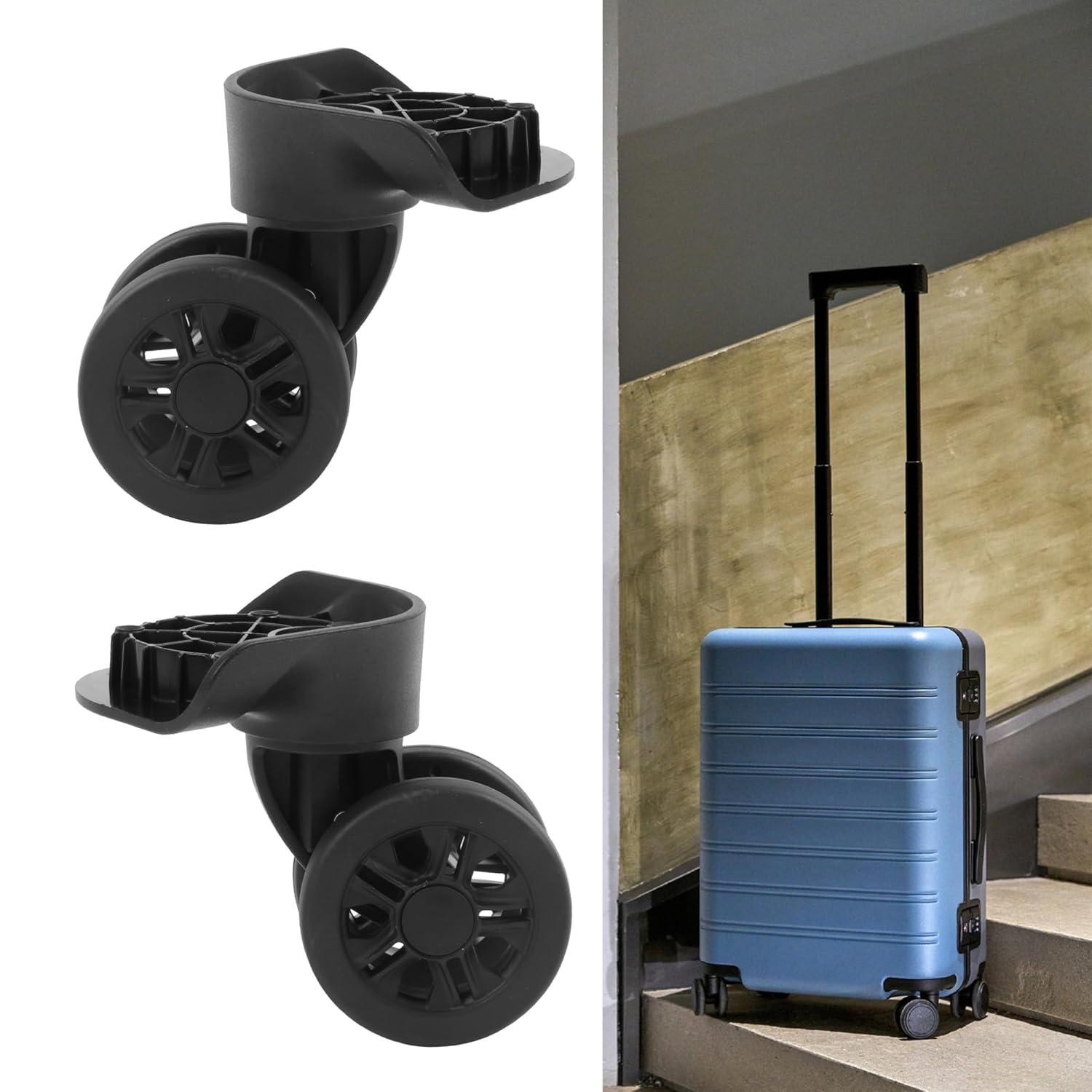 RDEXP Multi-Functional Replacement Wheel for Suitcase and Luggage W170 Black Pack of 2 image number 4