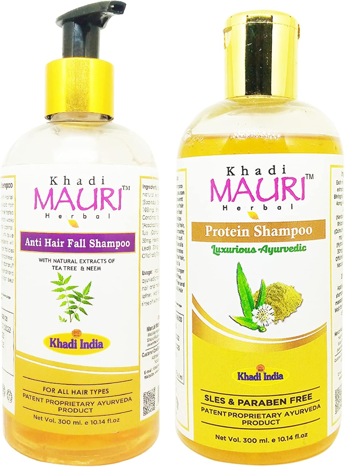 Khadi MAURI anti Hair Fall & Protein Shampoo, Multicolor, 600 Ml, Pack of 2